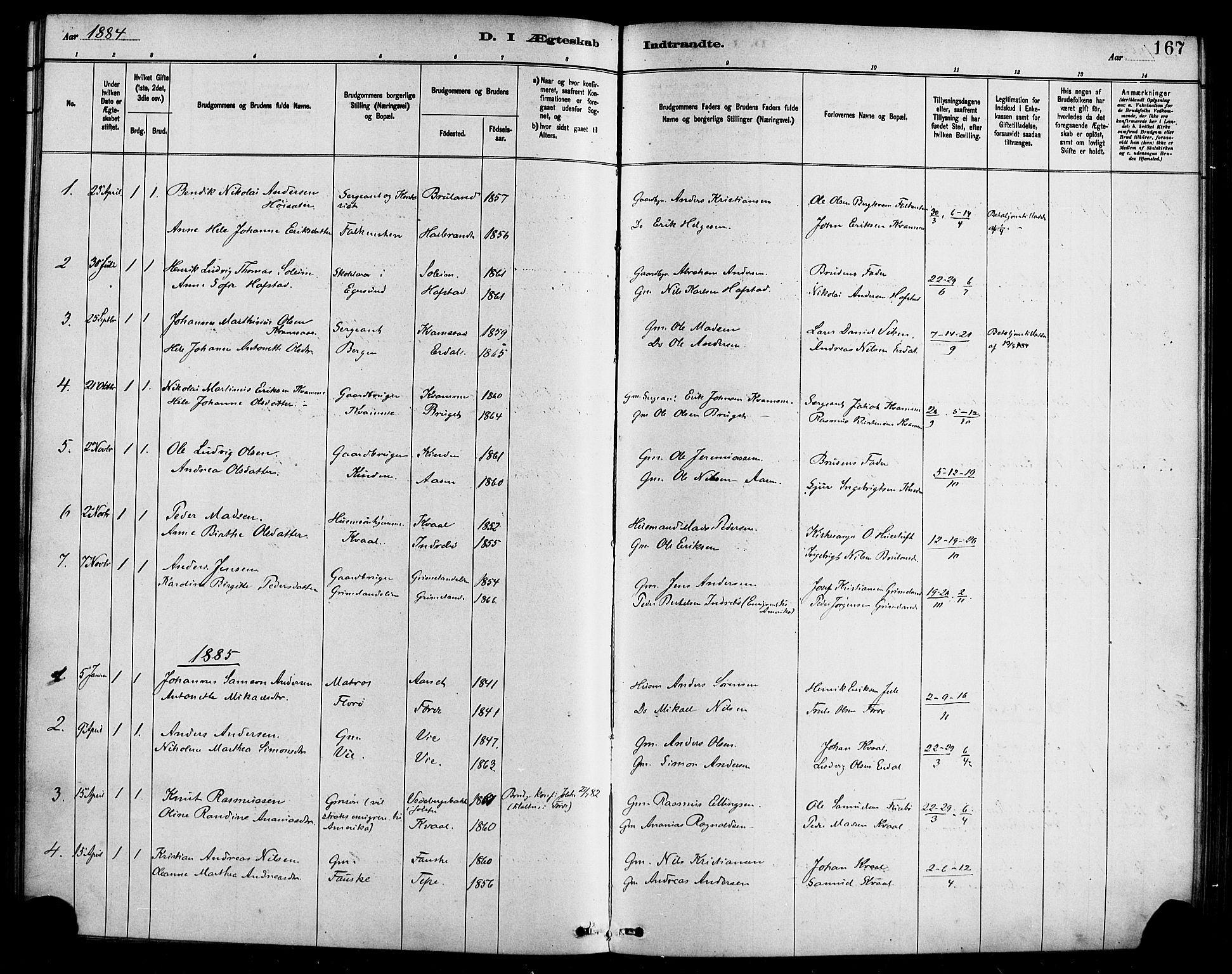 Førde sokneprestembete, AV/SAB-A-79901/H/Haa/Haab/L0001: Parish register (official) no. B 1, 1880-1898, p. 167