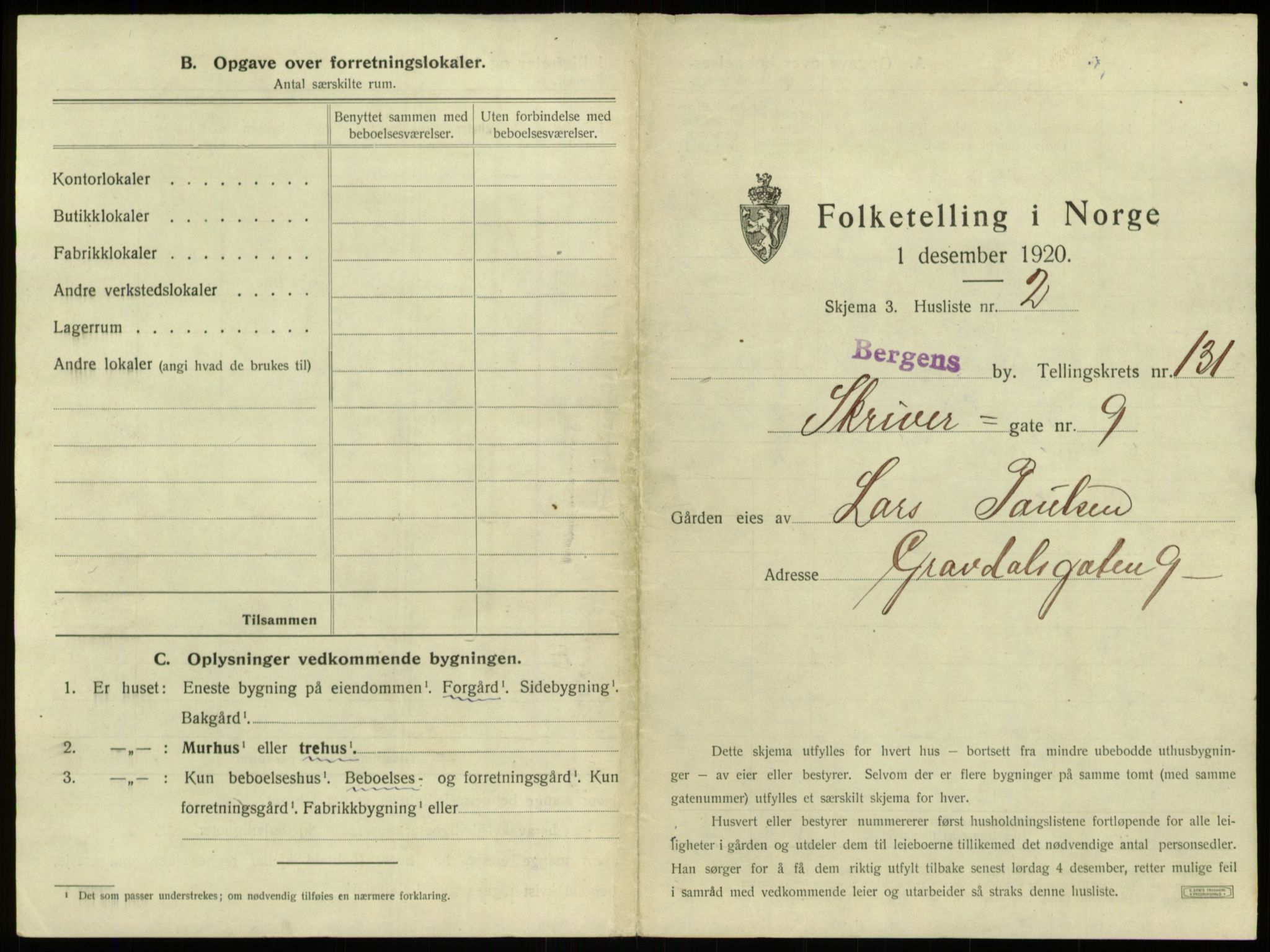 SAB, 1920 census for Bergen, 1920, p. 12222