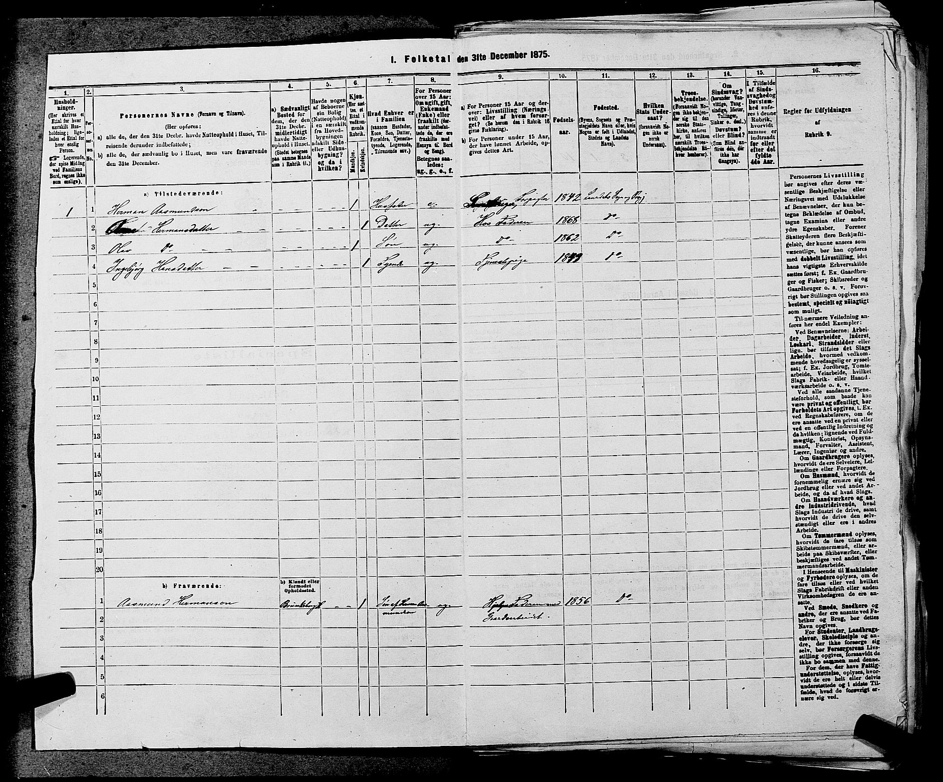 SAKO, 1875 census for 0833P Lårdal, 1875, p. 32