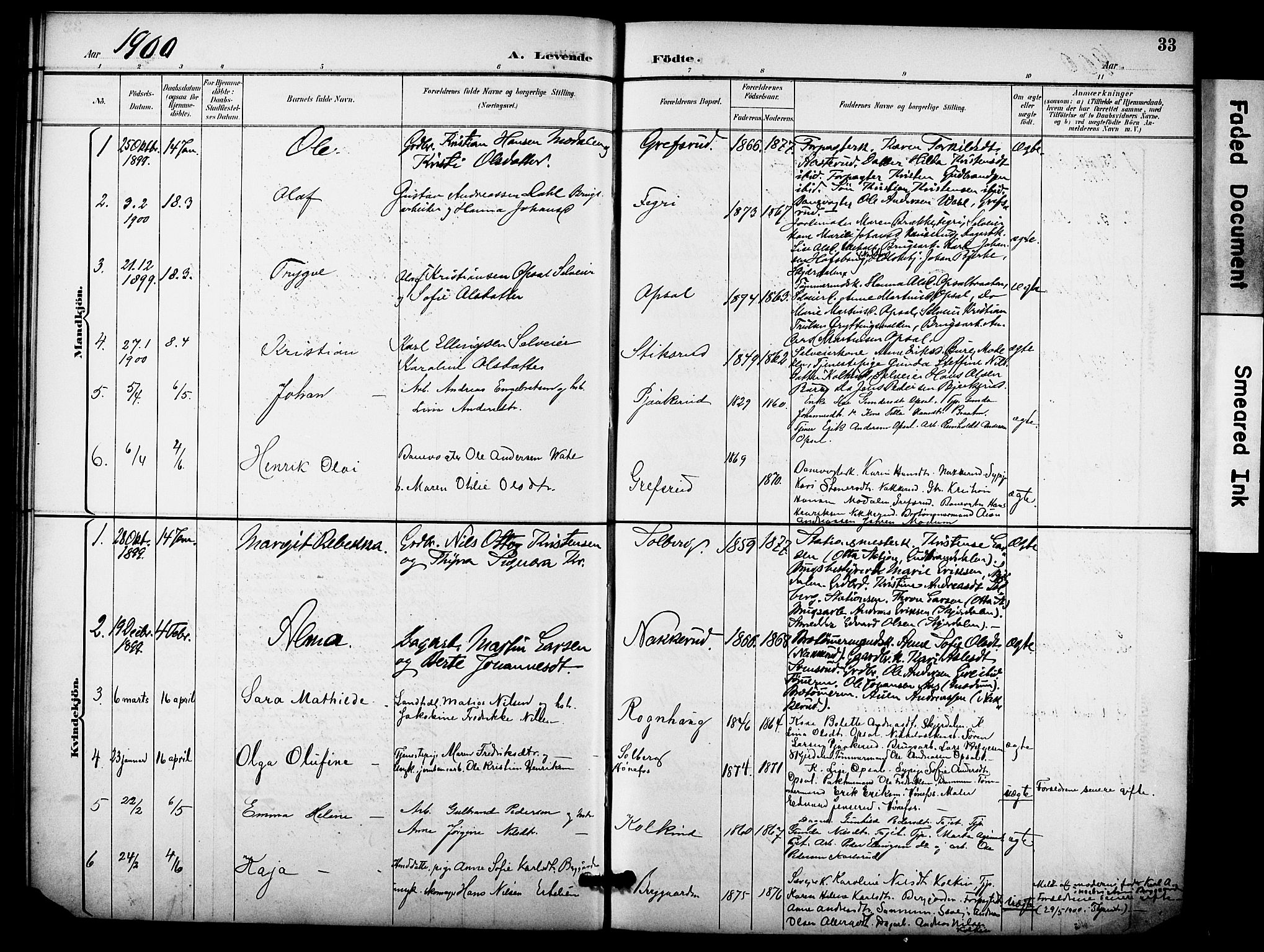 Hole kirkebøker, SAKO/A-228/F/Fb/L0002: Parish register (official) no. II 2, 1892-1906, p. 33