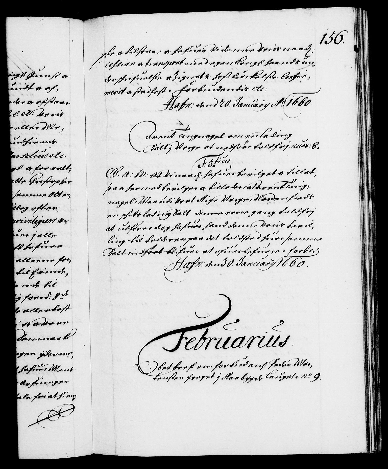 Danske Kanselli 1572-1799, RA/EA-3023/F/Fc/Fca/Fcaa/L0009: Norske registre (mikrofilm), 1657-1660, p. 156a