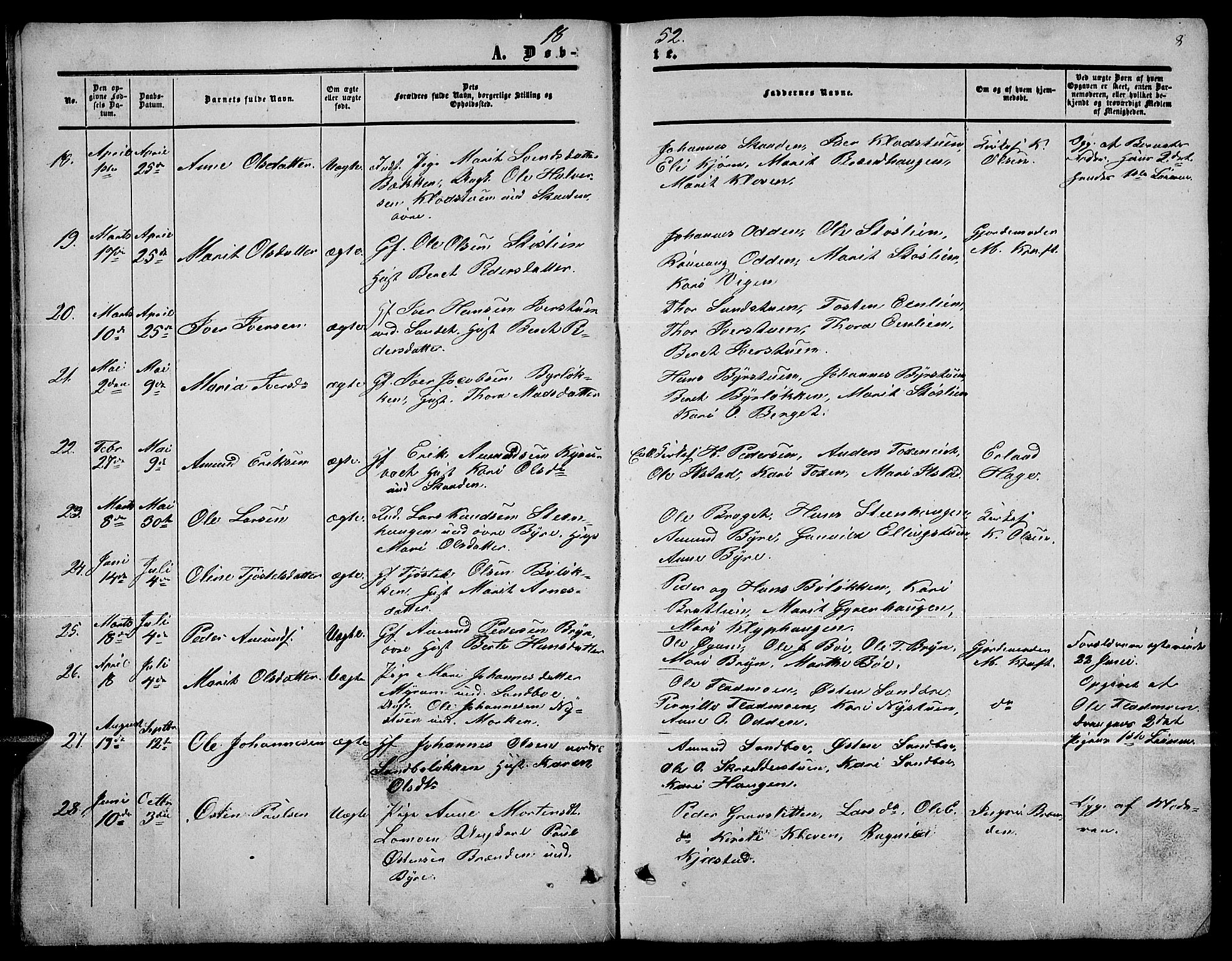 Nord-Fron prestekontor, SAH/PREST-080/H/Ha/Hab/L0001: Parish register (copy) no. 1, 1851-1883, p. 8