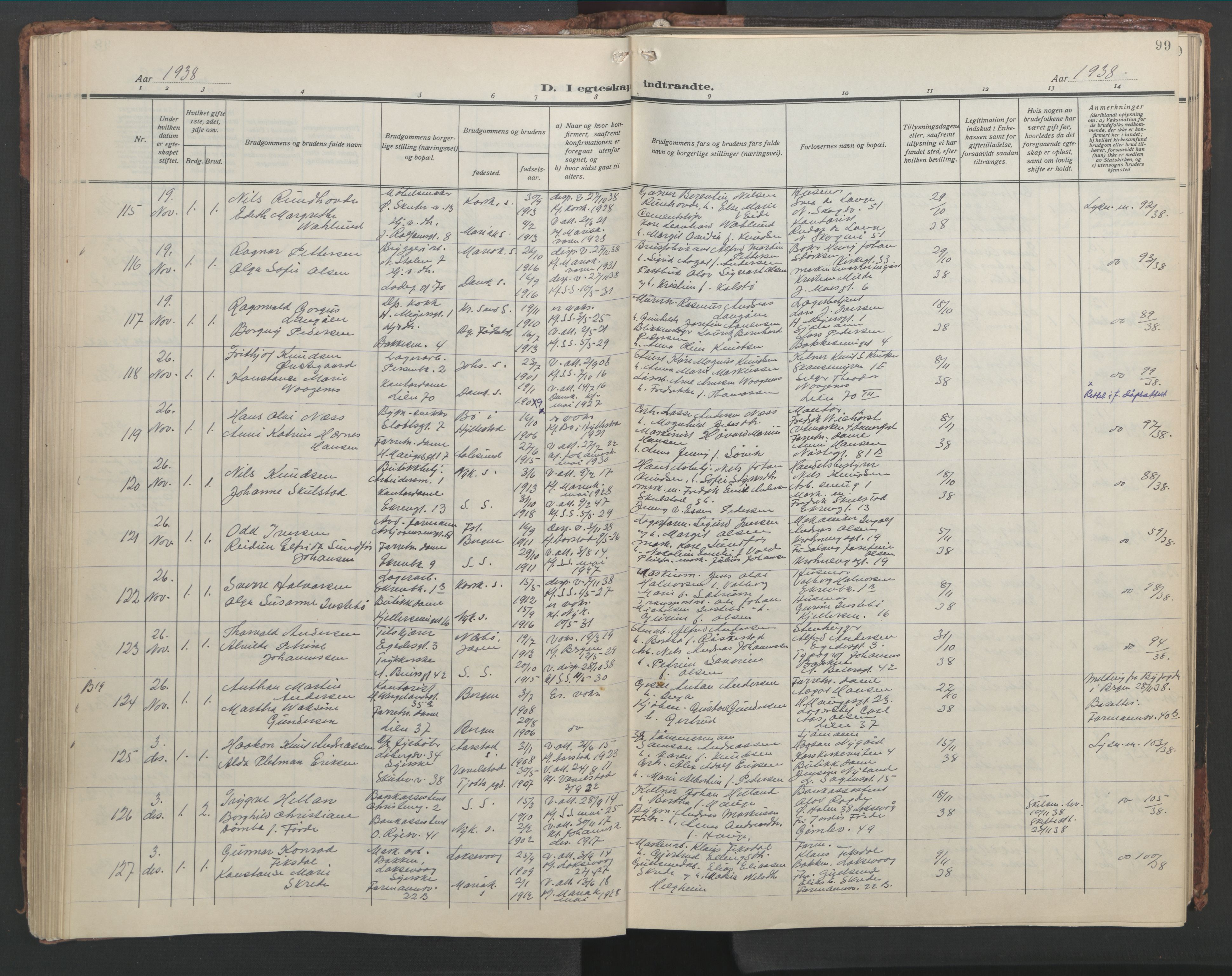 Sandviken Sokneprestembete, AV/SAB-A-77601/H/Hb/L0015: Parish register (copy) no. D 2, 1929-1953, p. 98b-99a