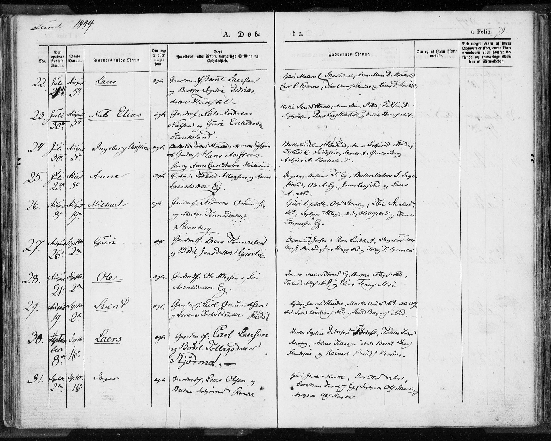 Lund sokneprestkontor, SAST/A-101809/S06/L0007: Parish register (official) no. A 7.1, 1833-1854, p. 79