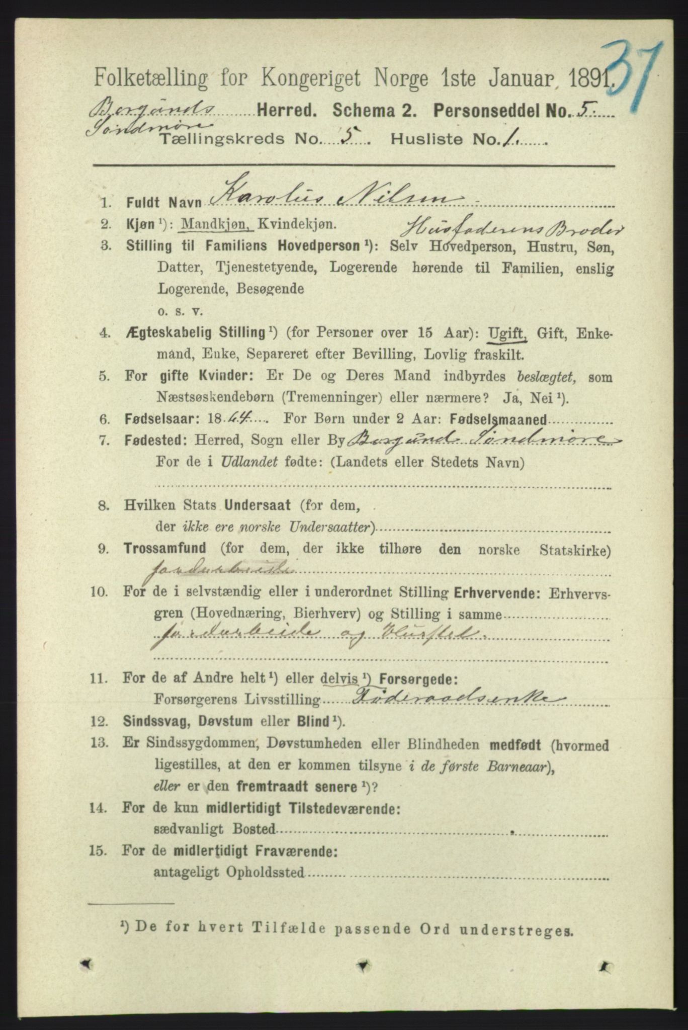 RA, 1891 census for 1531 Borgund, 1891, p. 1269