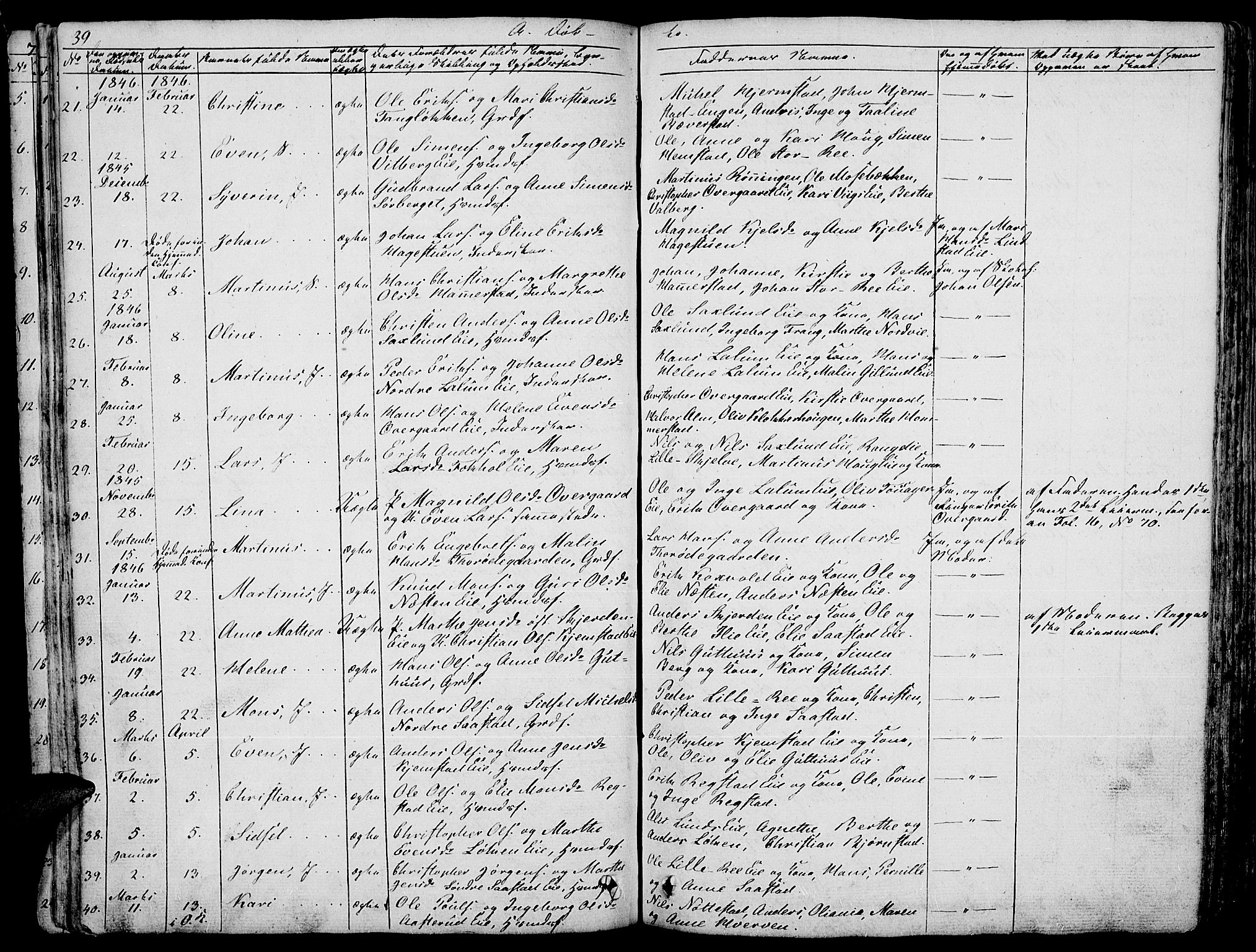 Stange prestekontor, SAH/PREST-002/L/L0003: Parish register (copy) no. 3, 1840-1864, p. 39