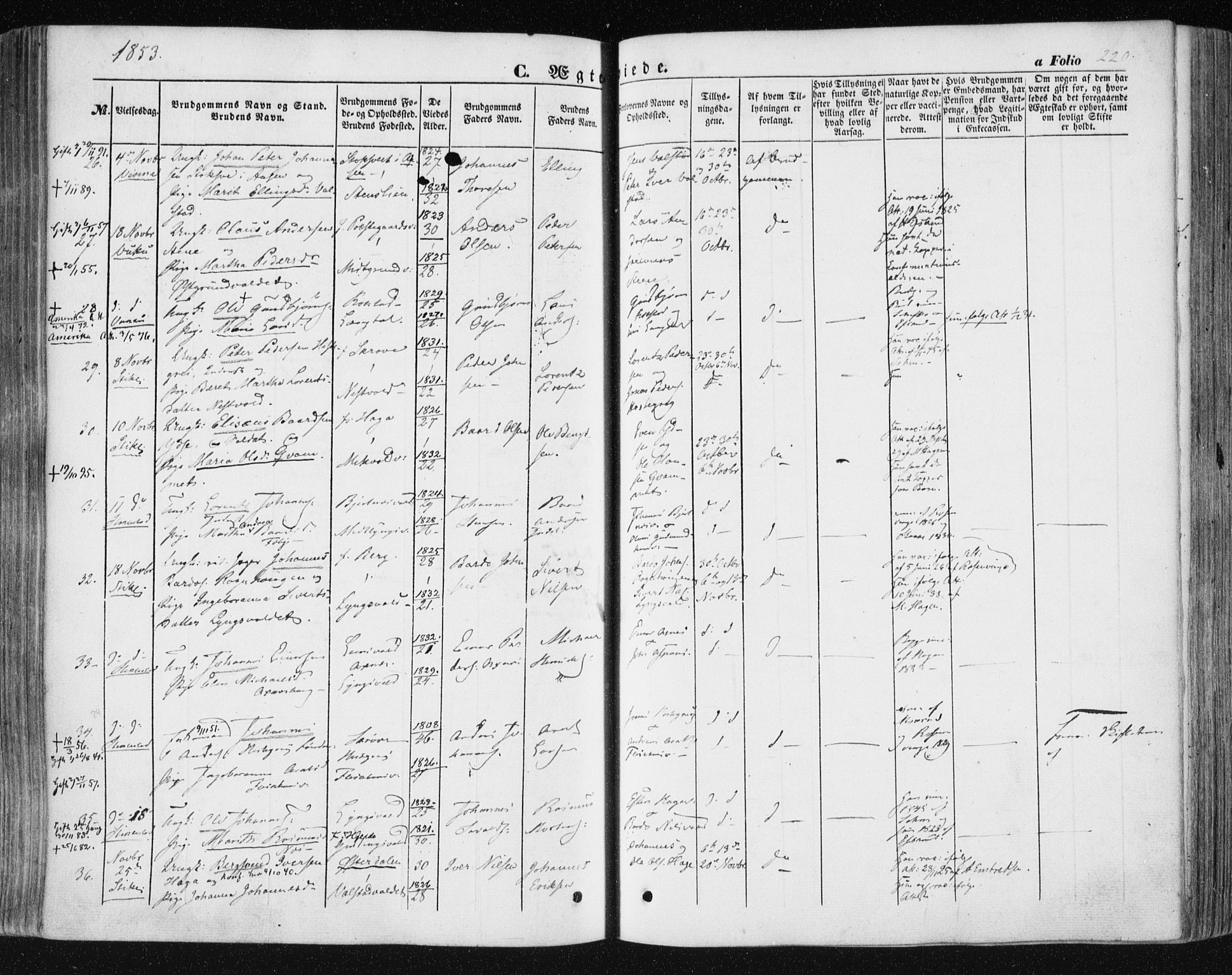 Ministerialprotokoller, klokkerbøker og fødselsregistre - Nord-Trøndelag, AV/SAT-A-1458/723/L0240: Parish register (official) no. 723A09, 1852-1860, p. 220