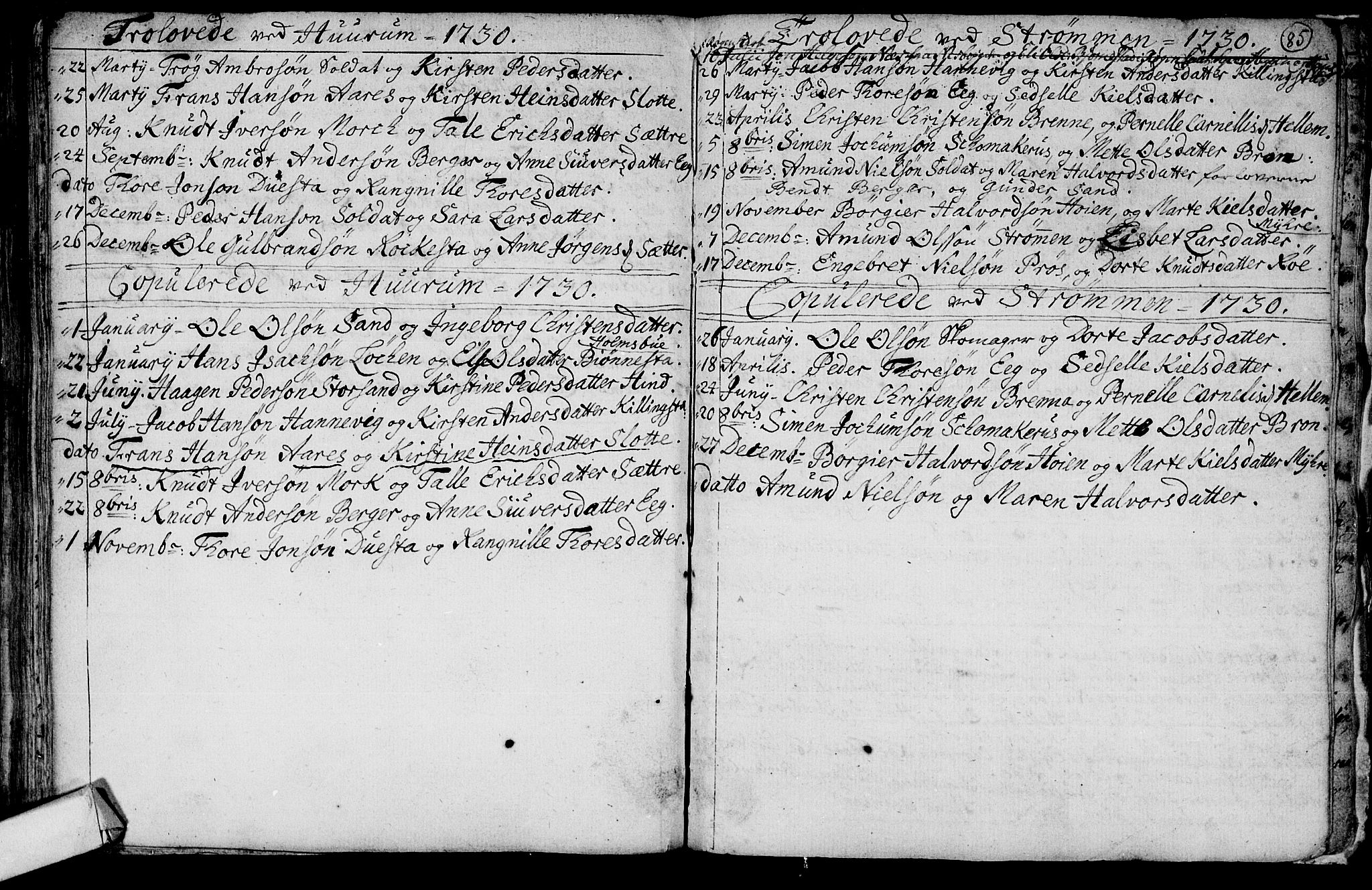 Hurum kirkebøker, SAKO/A-229/F/Fa/L0001: Parish register (official) no. 1, 1715-1732, p. 85