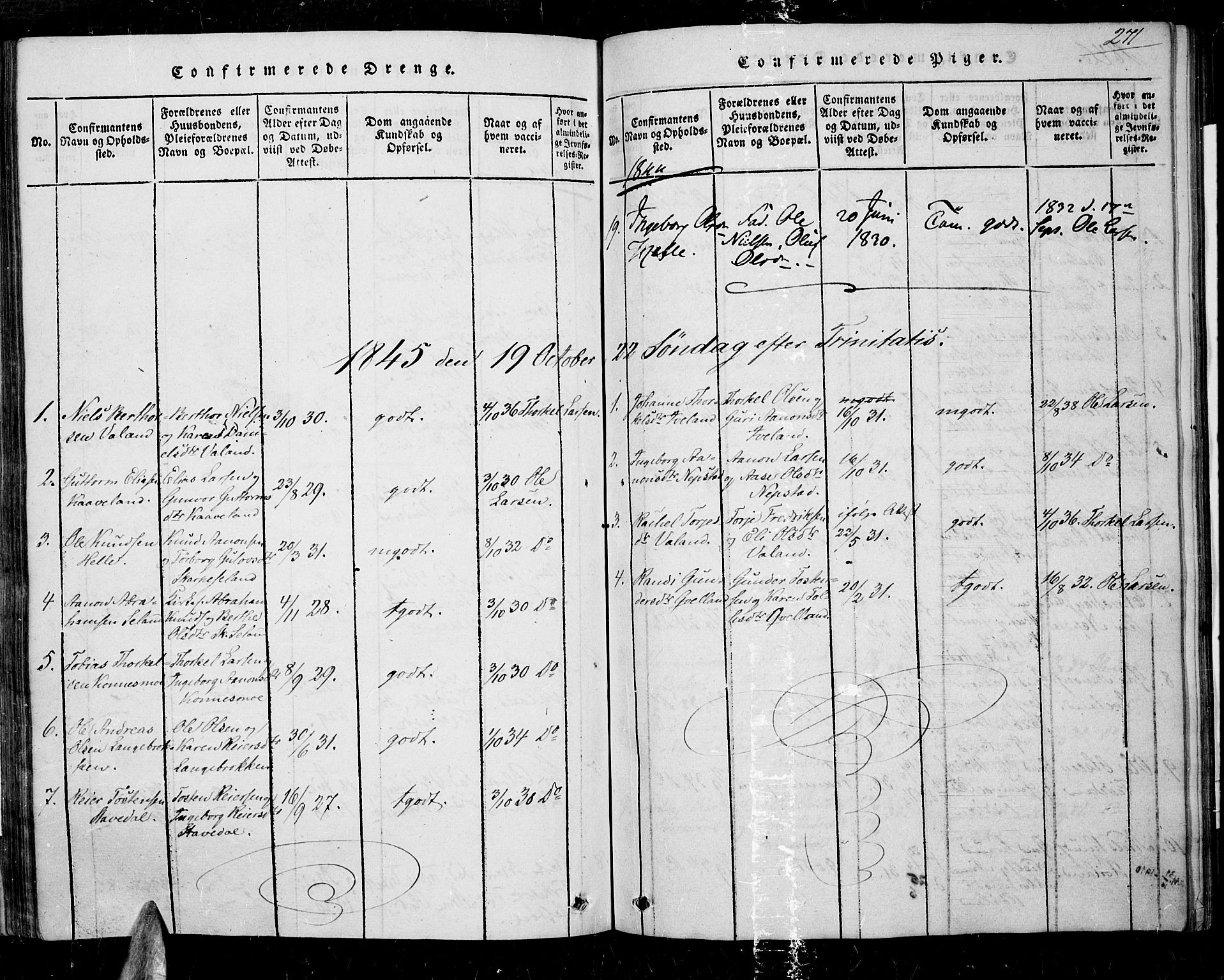 Nord-Audnedal sokneprestkontor, AV/SAK-1111-0032/F/Fa/Faa/L0001: Parish register (official) no. A 1, 1815-1856, p. 271