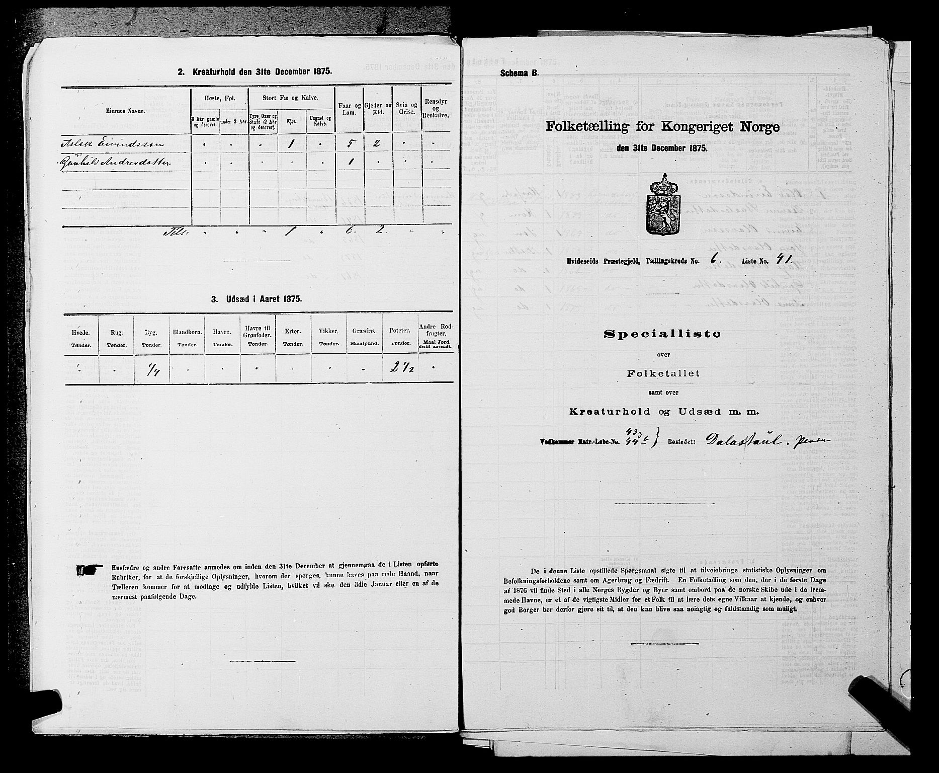 SAKO, 1875 census for 0829P Kviteseid, 1875, p. 564