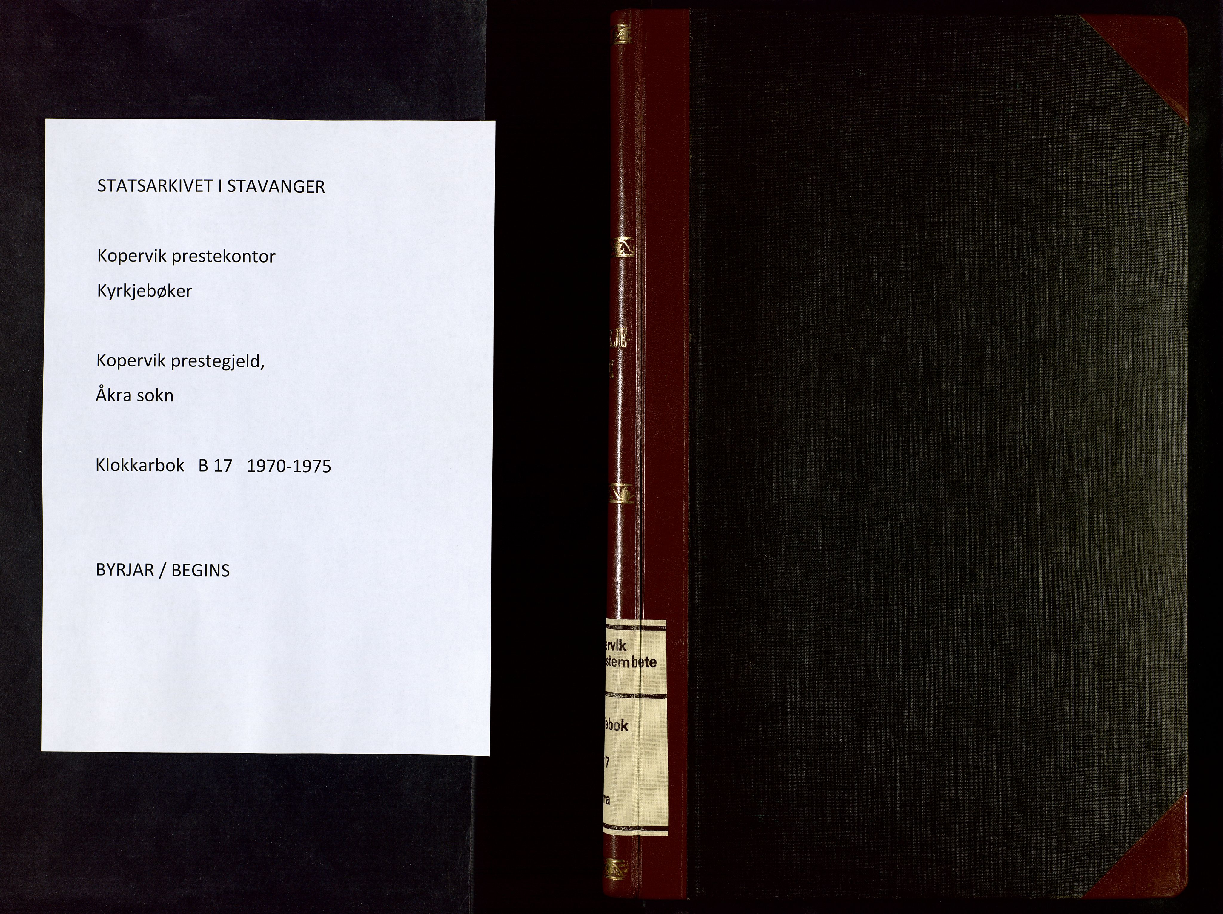 Kopervik sokneprestkontor, SAST/A-101850/H/Ha/Hab/L0017: Parish register (copy) no. B 17, 1970-1975