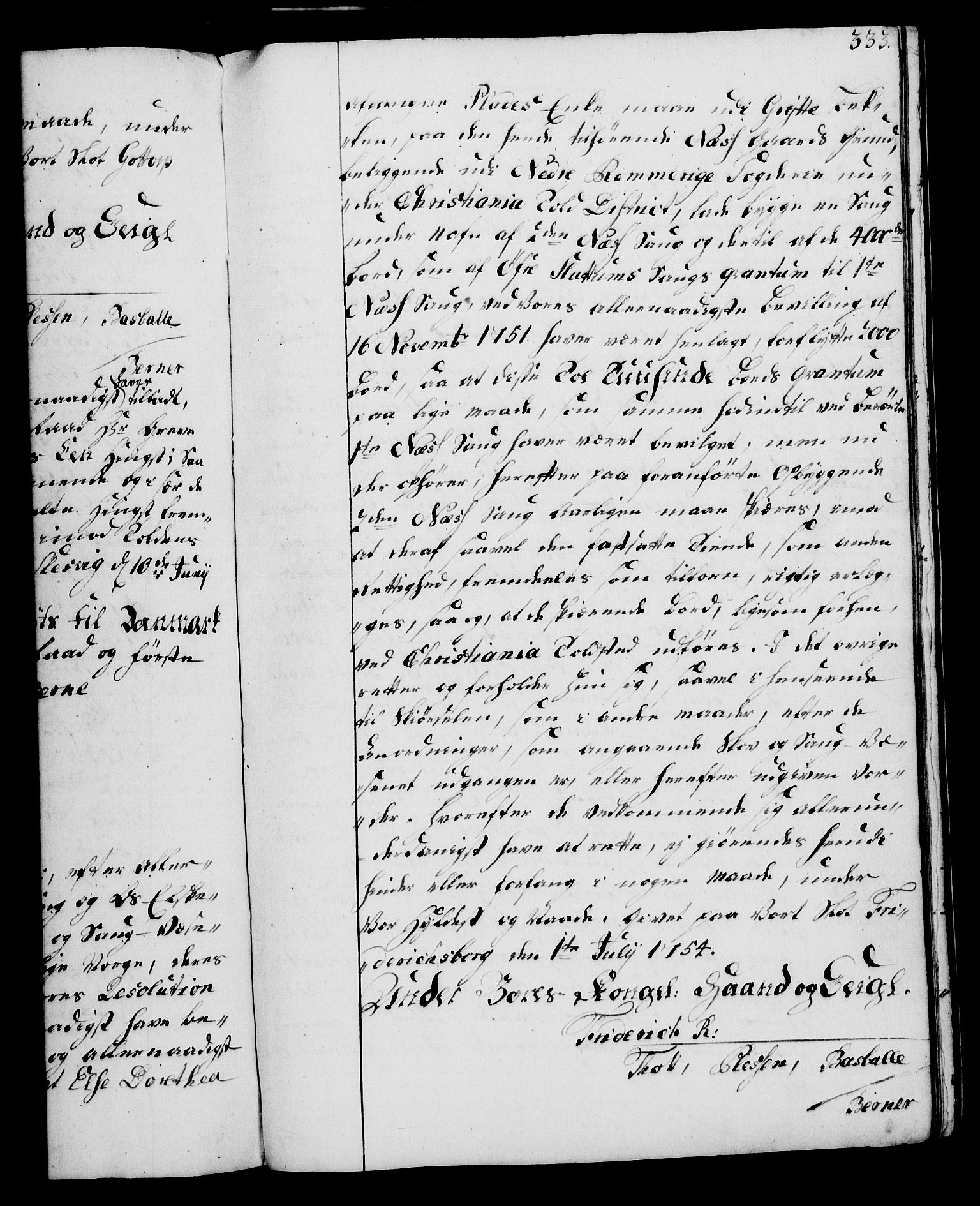 Rentekammeret, Kammerkanselliet, RA/EA-3111/G/Gg/Gga/L0006: Norsk ekspedisjonsprotokoll med register (merket RK 53.6), 1749-1759, p. 333