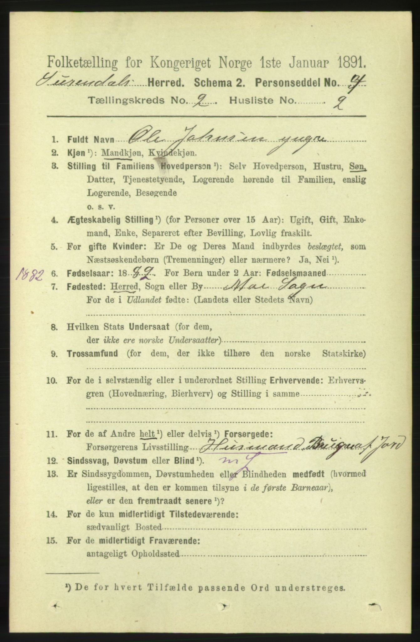 RA, 1891 census for 1566 Surnadal, 1891, p. 519