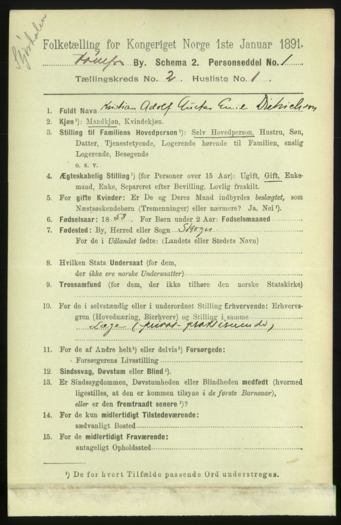 RA, 1891 census for 0601 Hønefoss, 1891, p. 524