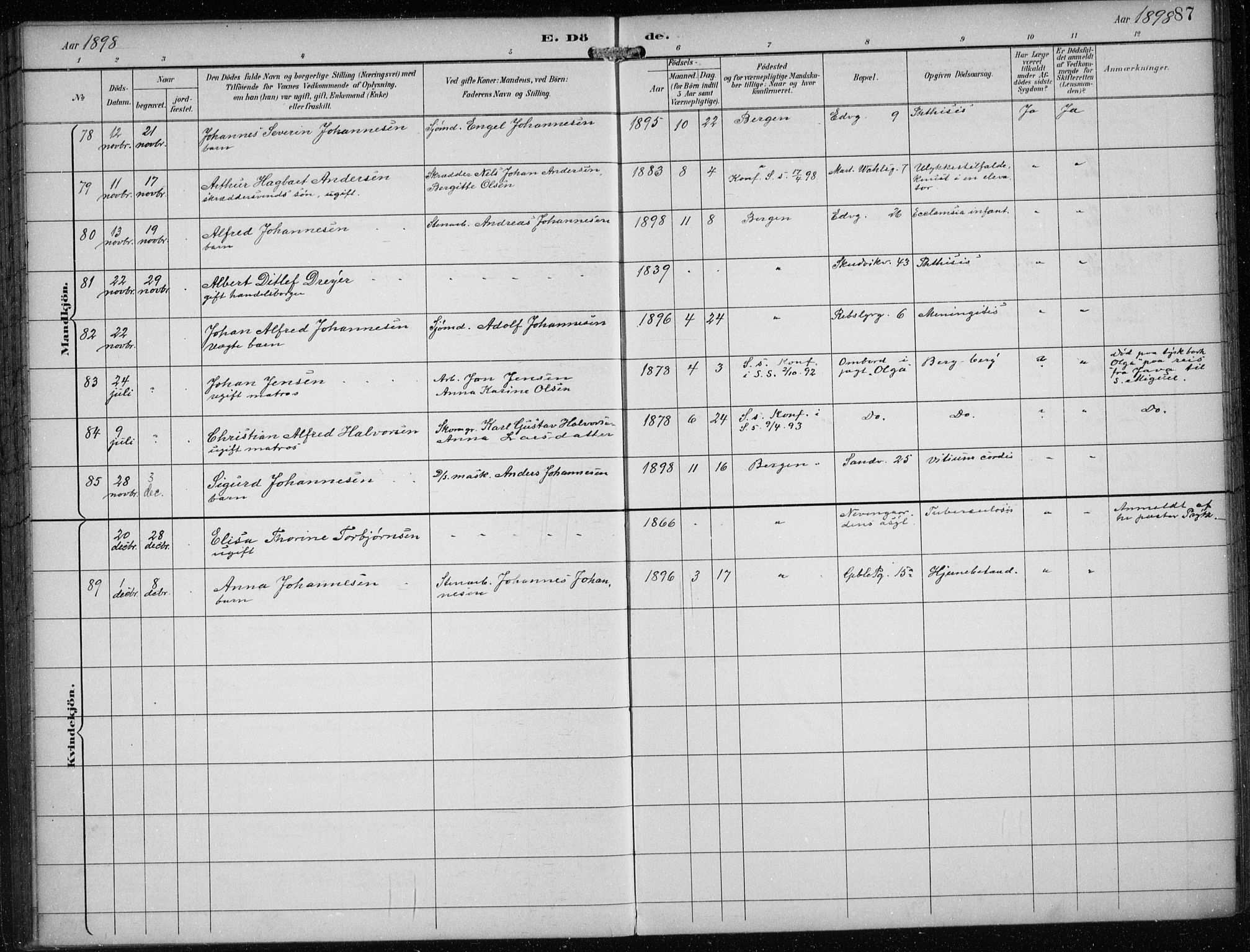 Sandviken Sokneprestembete, AV/SAB-A-77601/H/Ha/L0018: Parish register (official) no. E 1, 1893-1905, p. 87