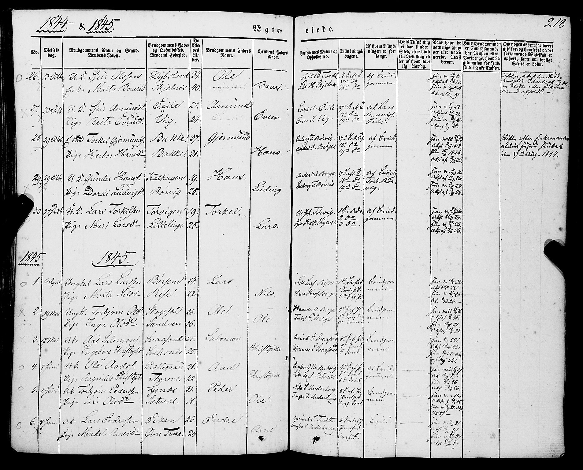 Strandebarm sokneprestembete, AV/SAB-A-78401/H/Haa: Parish register (official) no. A 7, 1844-1872, p. 218