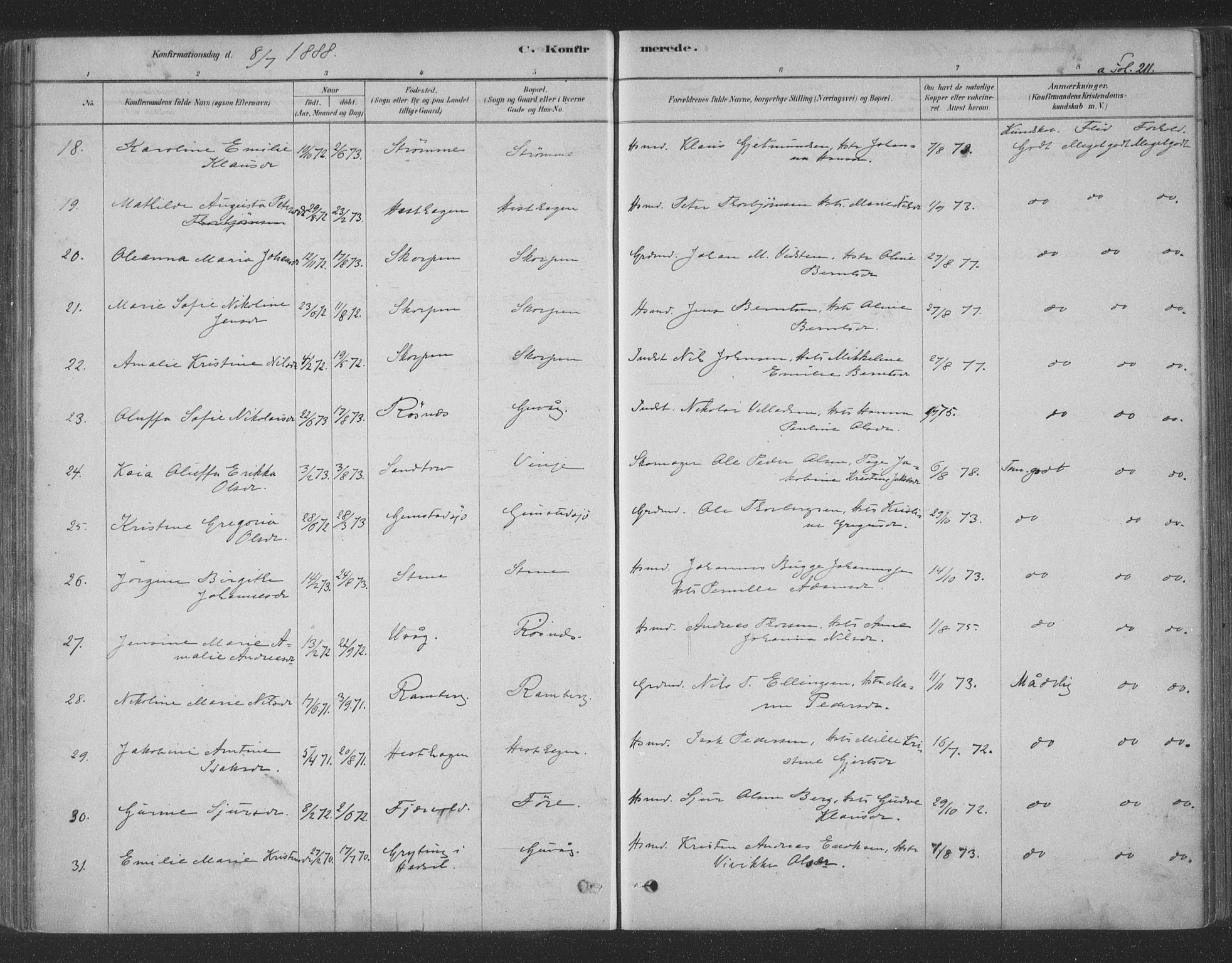 Ministerialprotokoller, klokkerbøker og fødselsregistre - Nordland, AV/SAT-A-1459/891/L1302: Parish register (official) no. 891A07, 1878-1895, p. 211