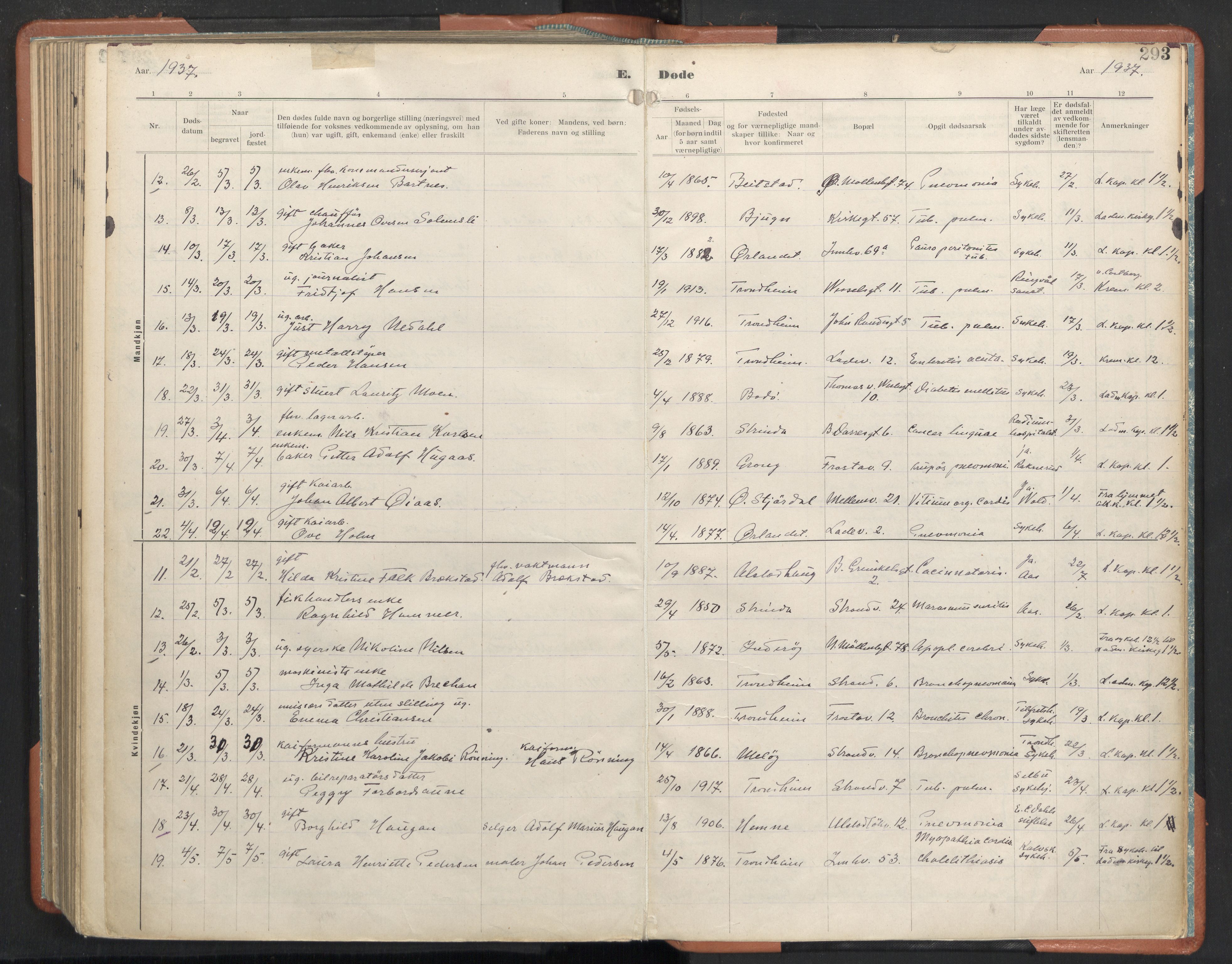 Ministerialprotokoller, klokkerbøker og fødselsregistre - Sør-Trøndelag, SAT/A-1456/605/L0245: Parish register (official) no. 605A07, 1916-1938, p. 293