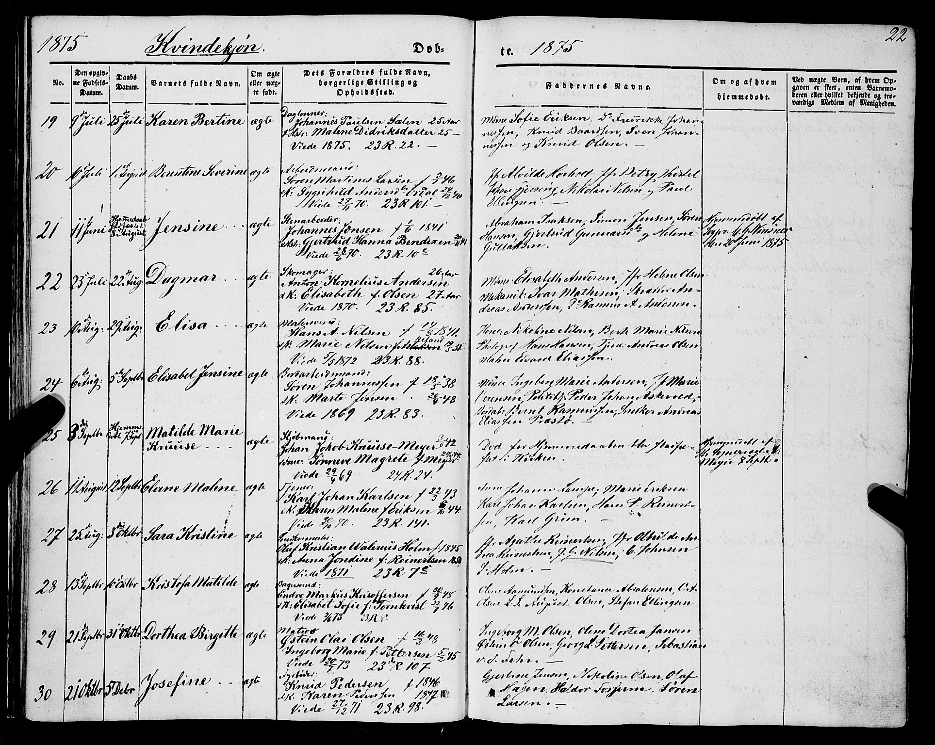 Mariakirken Sokneprestembete, SAB/A-76901/H/Haa/L0006: Parish register (official) no. A 6, 1846-1877, p. 22