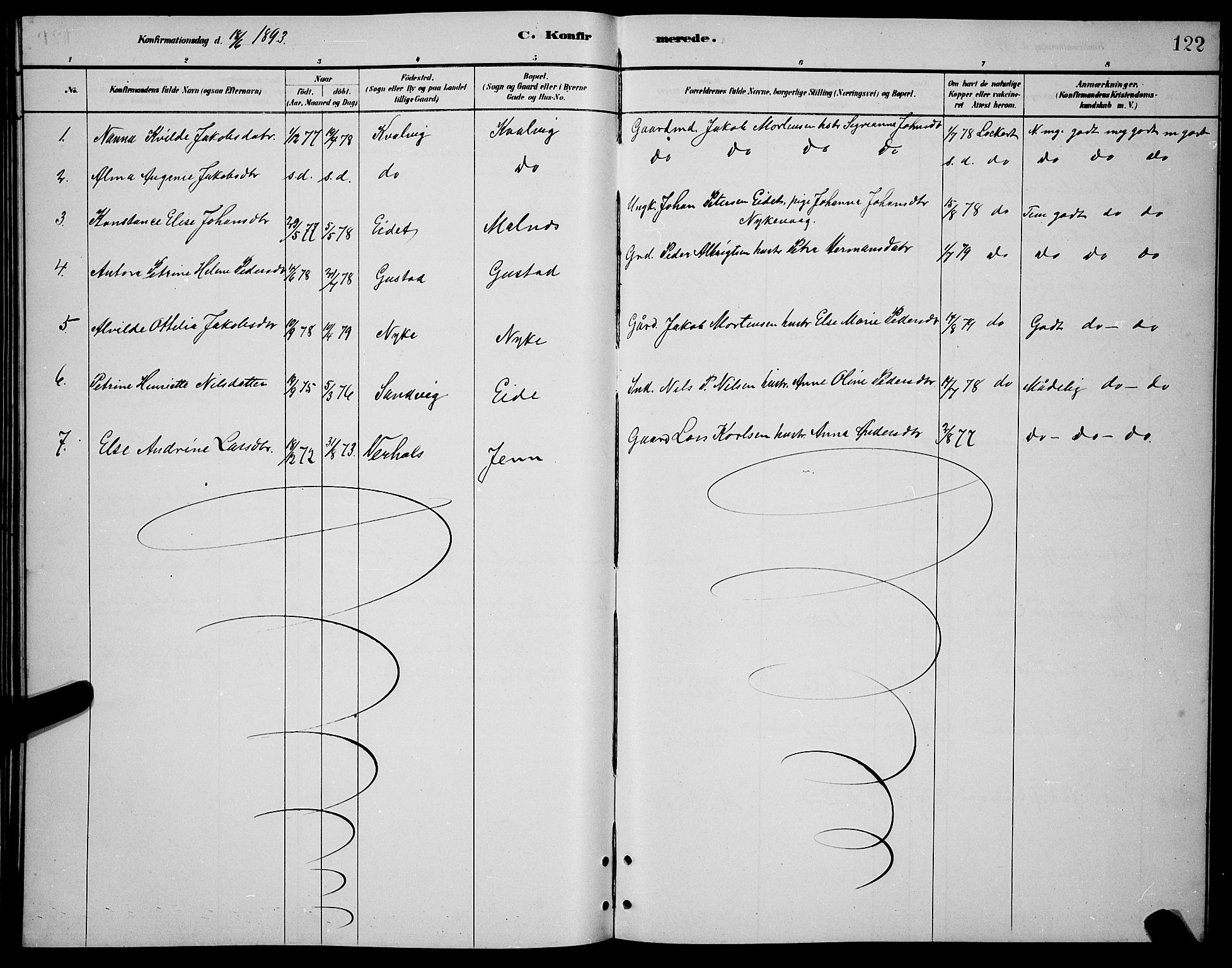 Ministerialprotokoller, klokkerbøker og fødselsregistre - Nordland, AV/SAT-A-1459/892/L1325: Parish register (copy) no. 892C02, 1878-1896, p. 122