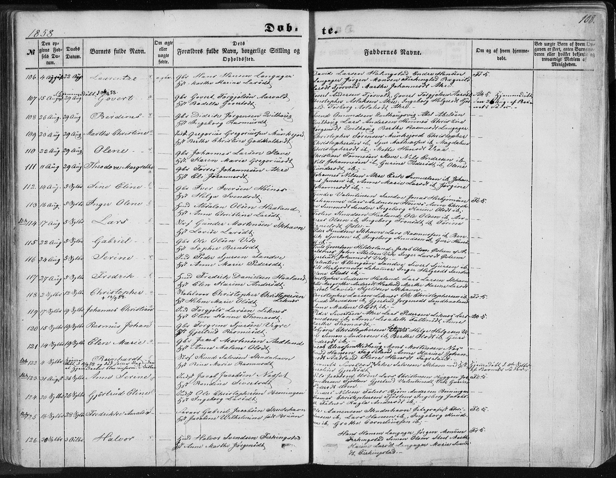 Skudenes sokneprestkontor, SAST/A -101849/H/Ha/Haa/L0004: Parish register (official) no. A 3.1, 1847-1863, p. 108