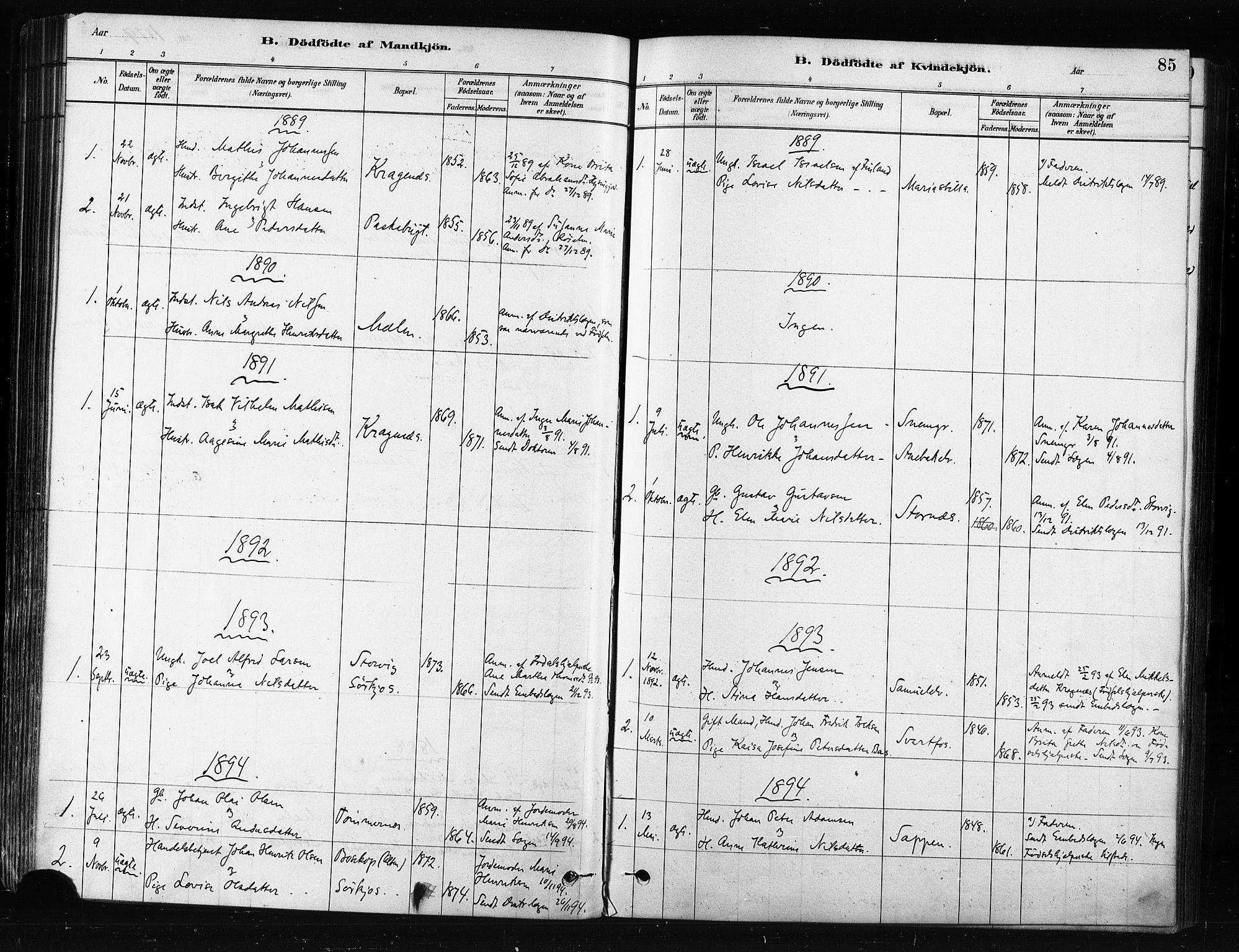 Skjervøy sokneprestkontor, AV/SATØ-S-1300/H/Ha/Haa/L0014kirke: Parish register (official) no. 14, 1878-1894, p. 85