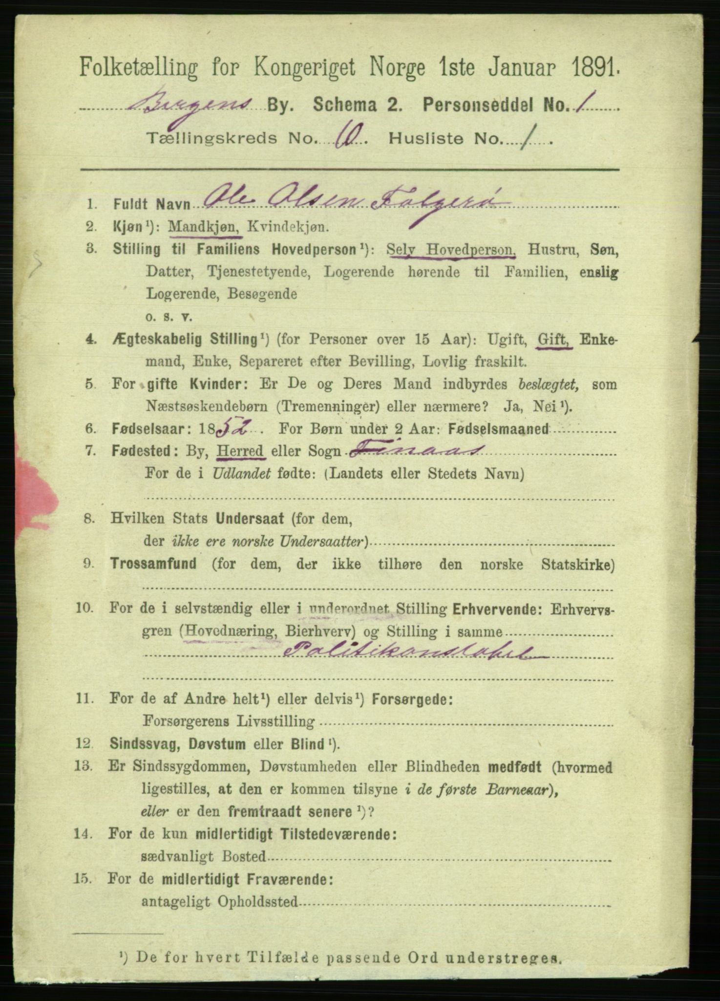 RA, 1891 Census for 1301 Bergen, 1891, p. 18819