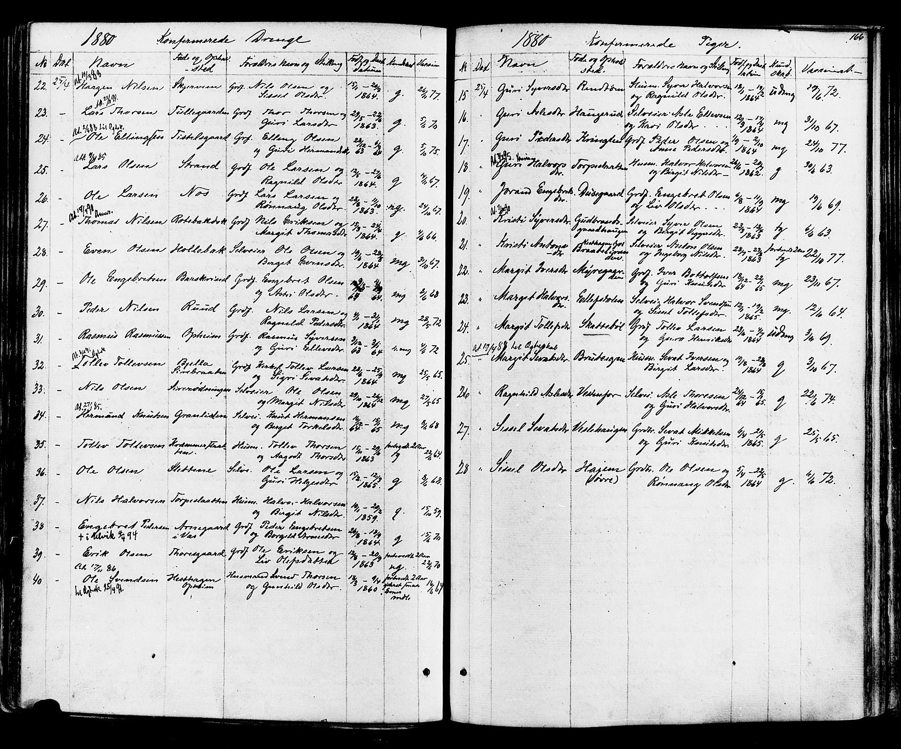 Ål kirkebøker, SAKO/A-249/F/Fa/L0007: Parish register (official) no. I 7, 1865-1881, p. 166