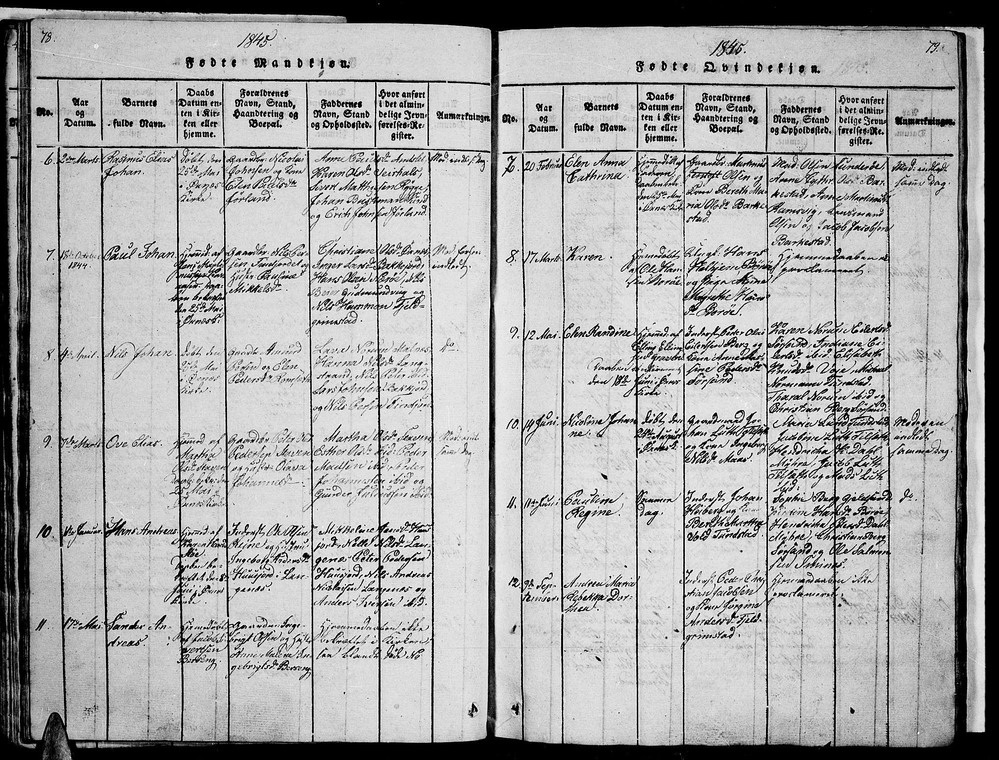 Ministerialprotokoller, klokkerbøker og fødselsregistre - Nordland, AV/SAT-A-1459/893/L1346: Parish register (copy) no. 893C01, 1820-1858, p. 78-79