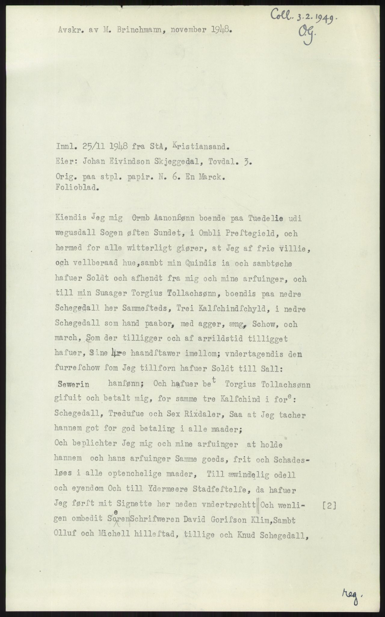 Samlinger til kildeutgivelse, Diplomavskriftsamlingen, RA/EA-4053/H/Ha, p. 2081