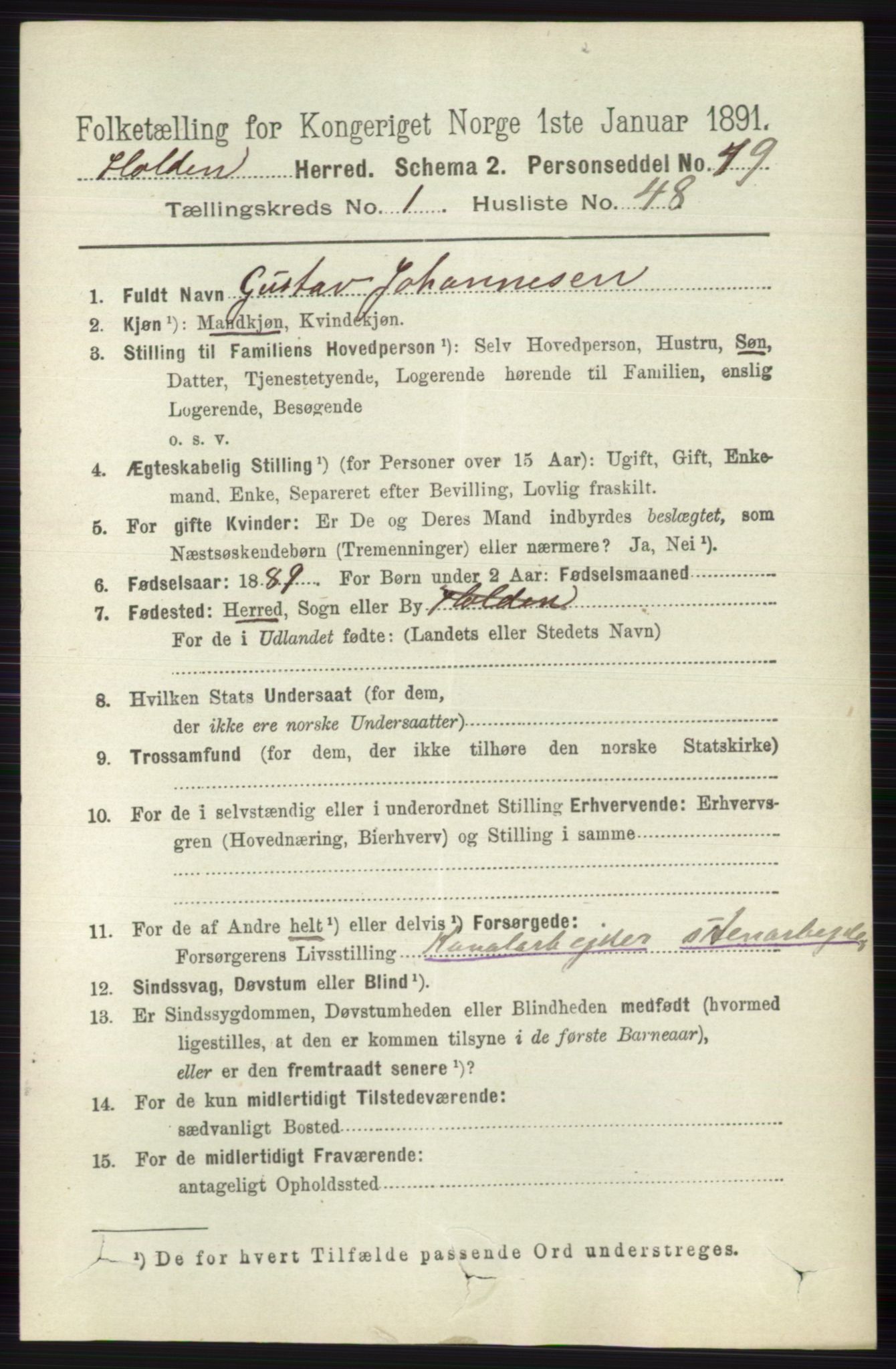 RA, 1891 census for 0819 Holla, 1891, p. 618