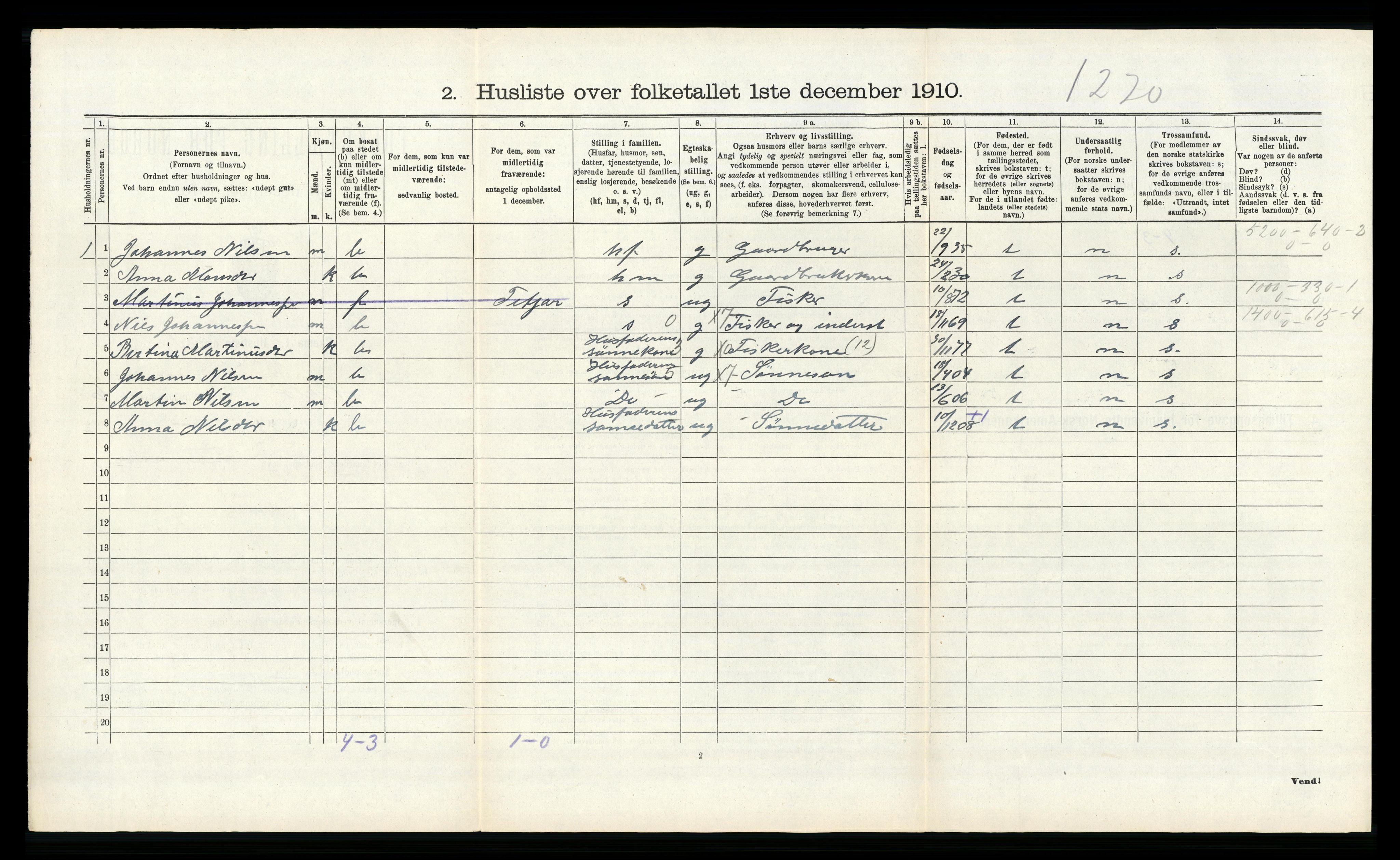 RA, 1910 census for Herdla, 1910, p. 637
