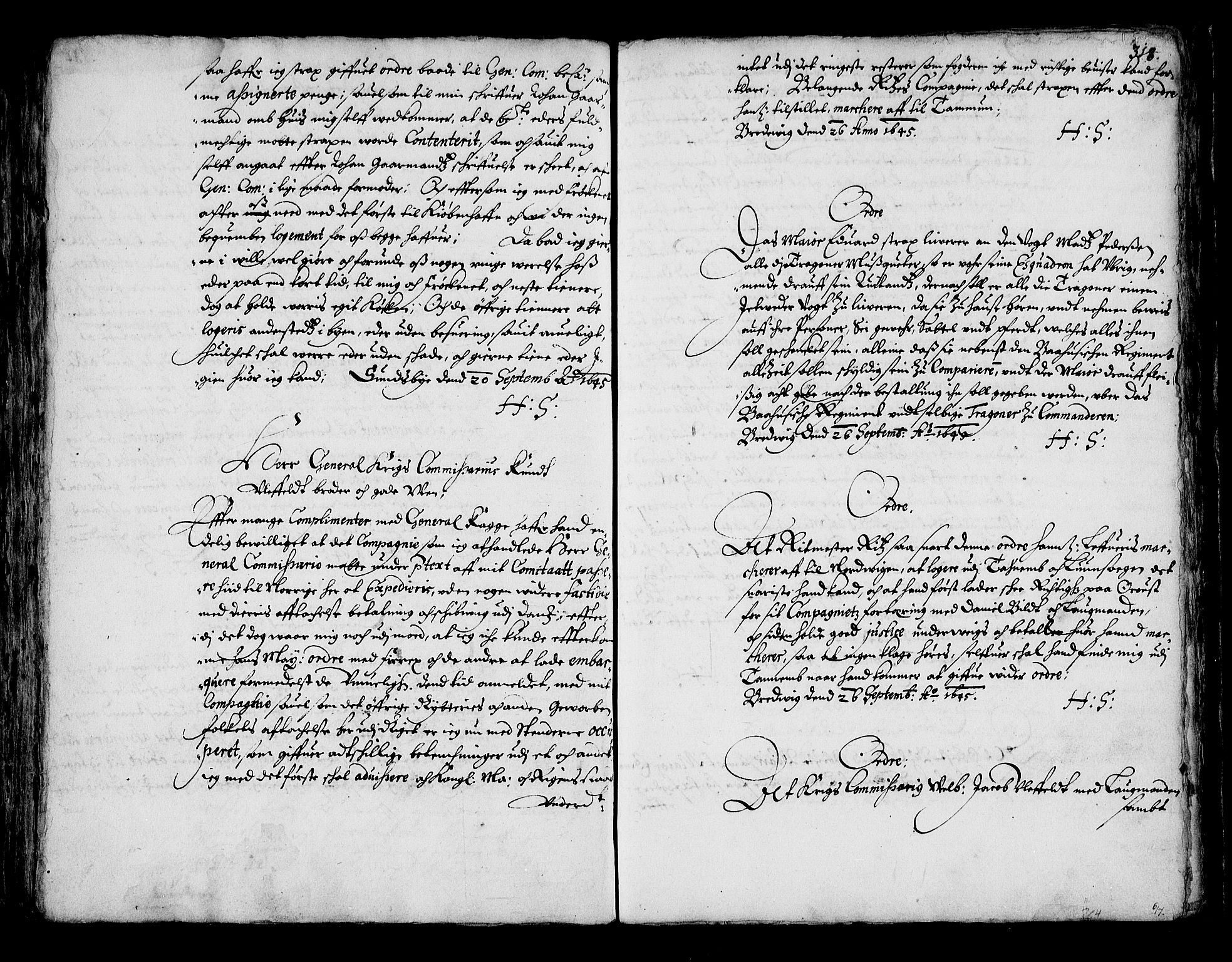 Stattholderembetet 1572-1771, RA/EA-2870/Ba/L0001: Hannibal Sehested kopibok, 1645, p. 317b-318a