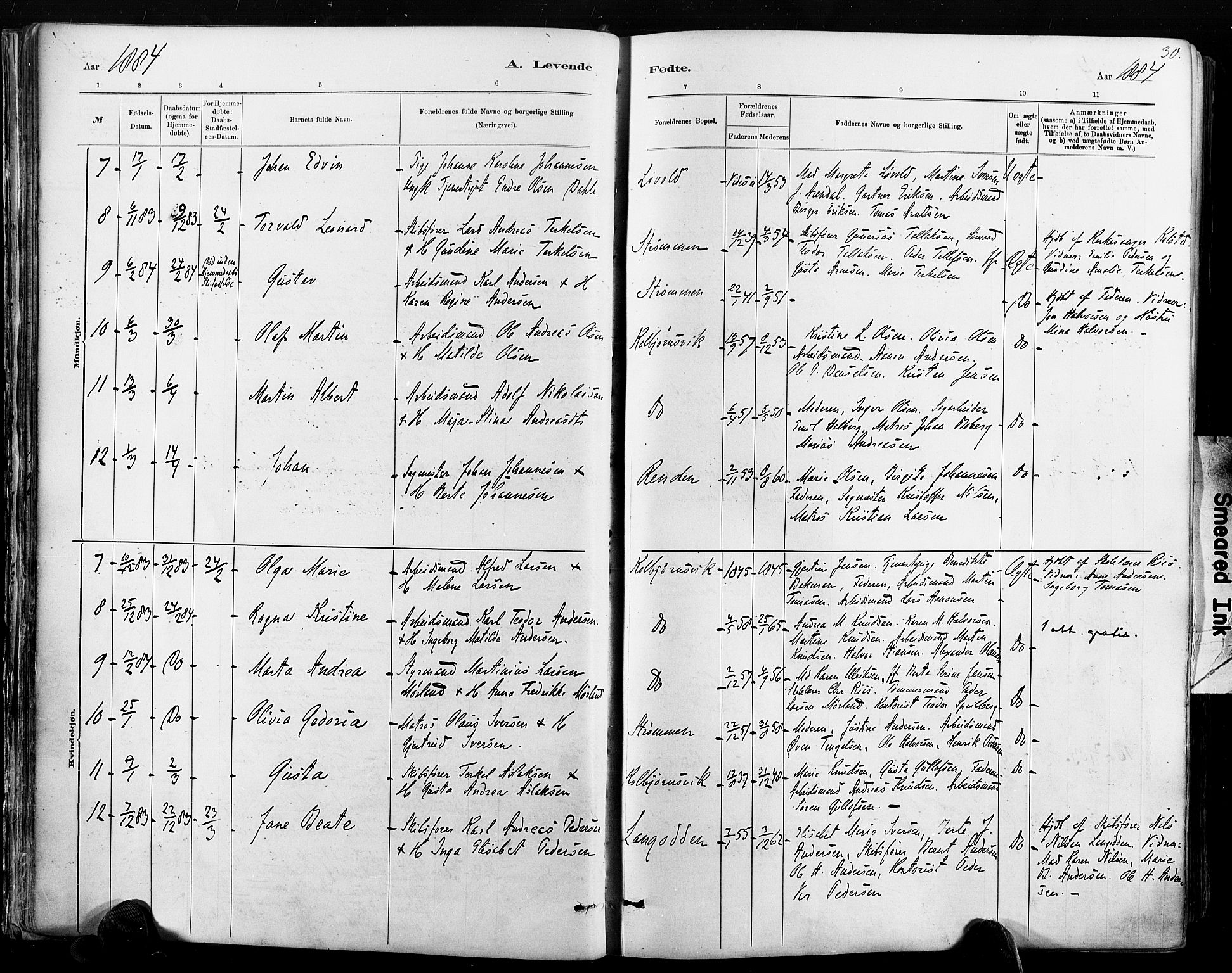 Hisøy sokneprestkontor, AV/SAK-1111-0020/F/Fa/L0003: Parish register (official) no. A 3, 1881-1894, p. 30