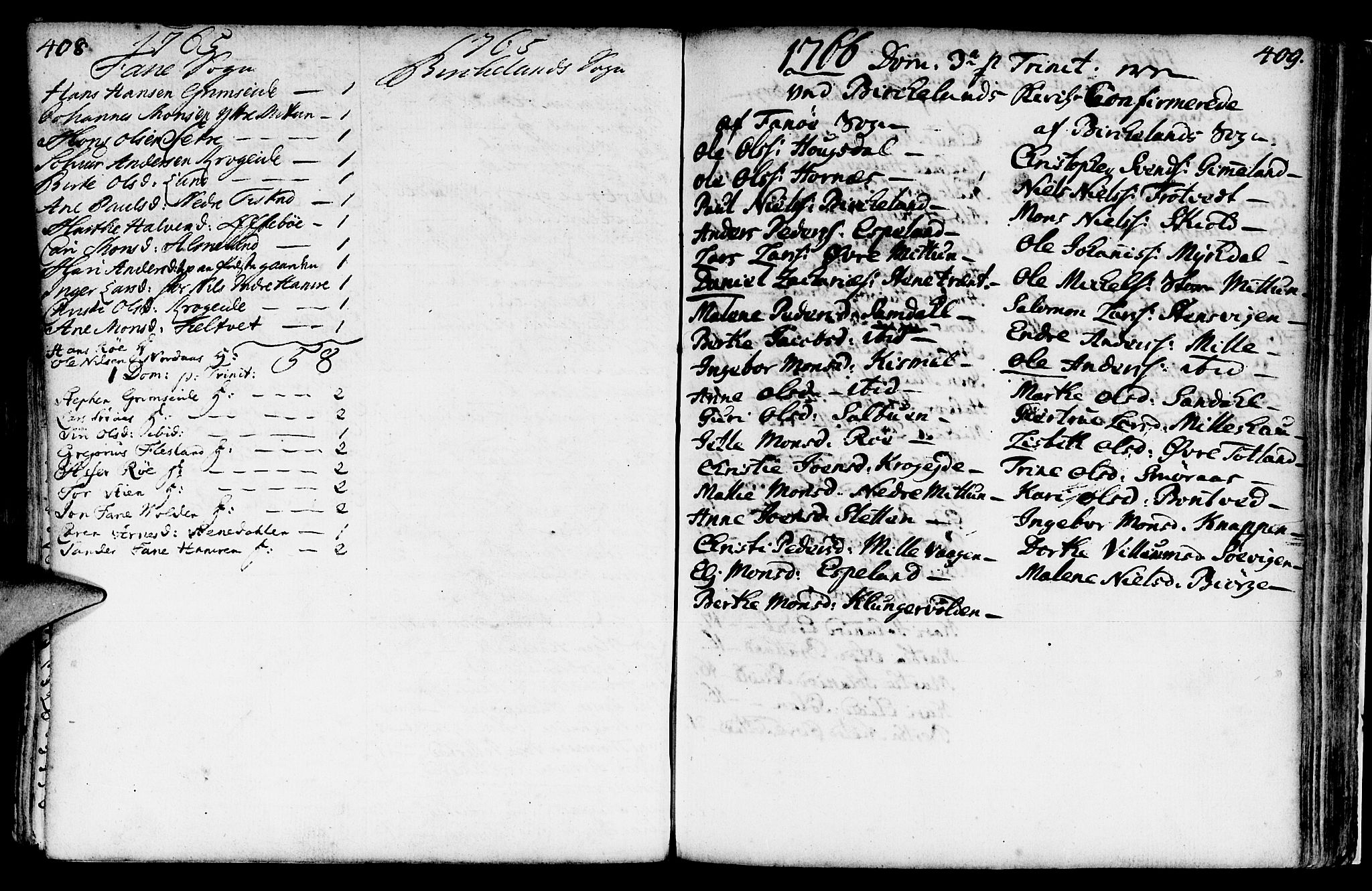 Fana Sokneprestembete, SAB/A-75101/H/Haa/Haaa/L0004: Parish register (official) no. A 4, 1757-1774, p. 408-409