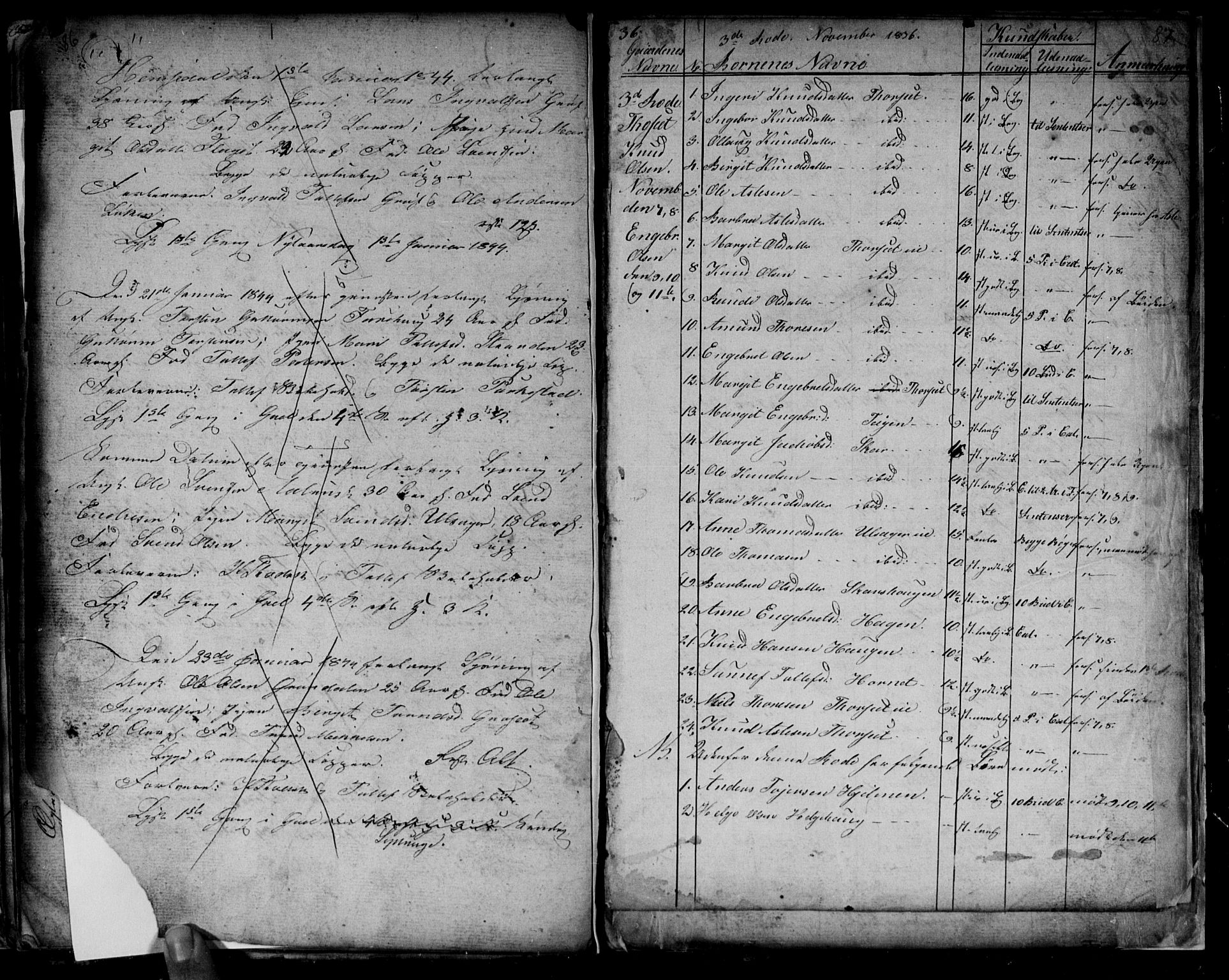 Gol kirkebøker, SAKO/A-226/G/Gb/L0002: Parish register (copy) no. II 2, 1838-1844, p. 86-87