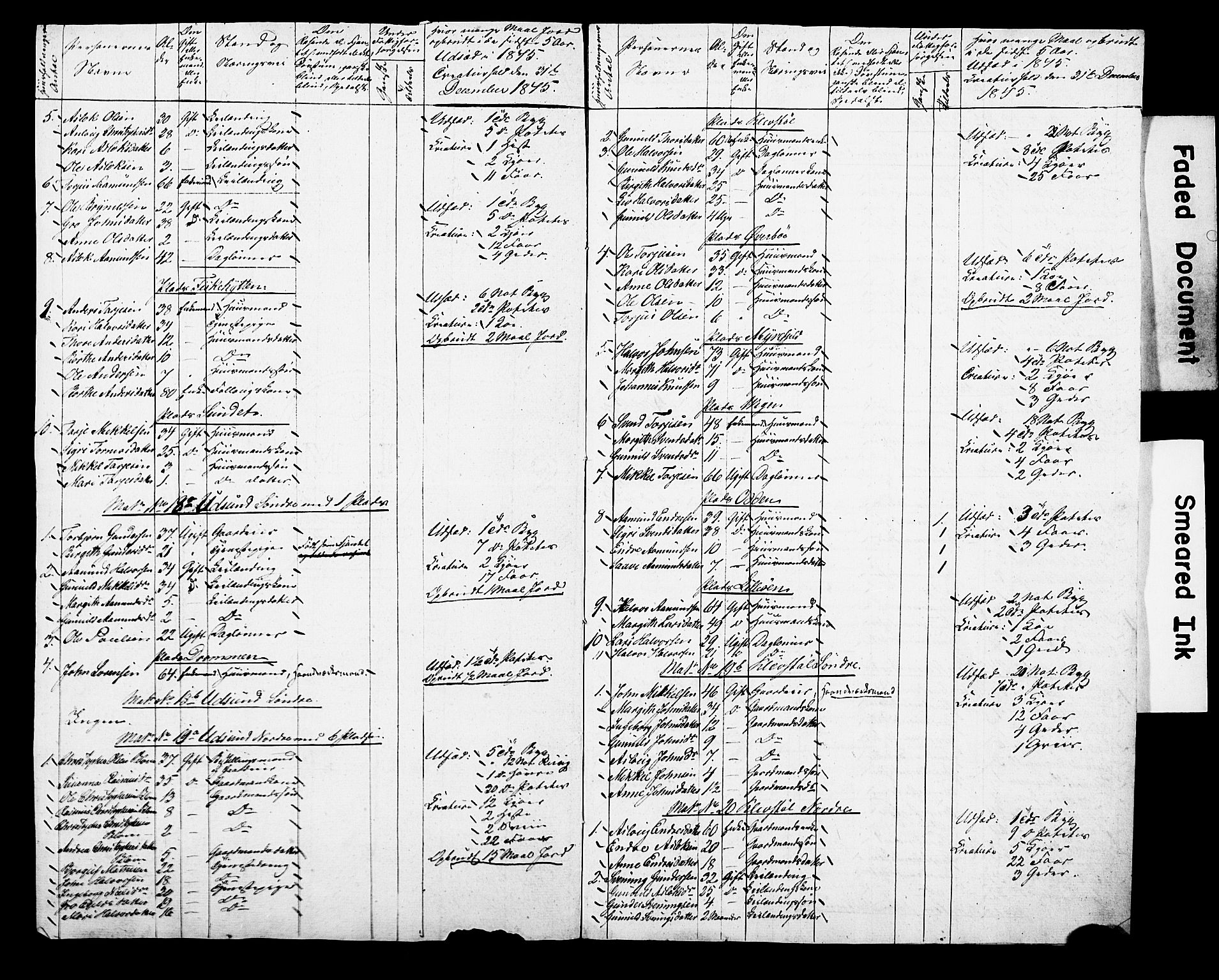 , Census 1845 for Kviteseid, 1845, p. 12