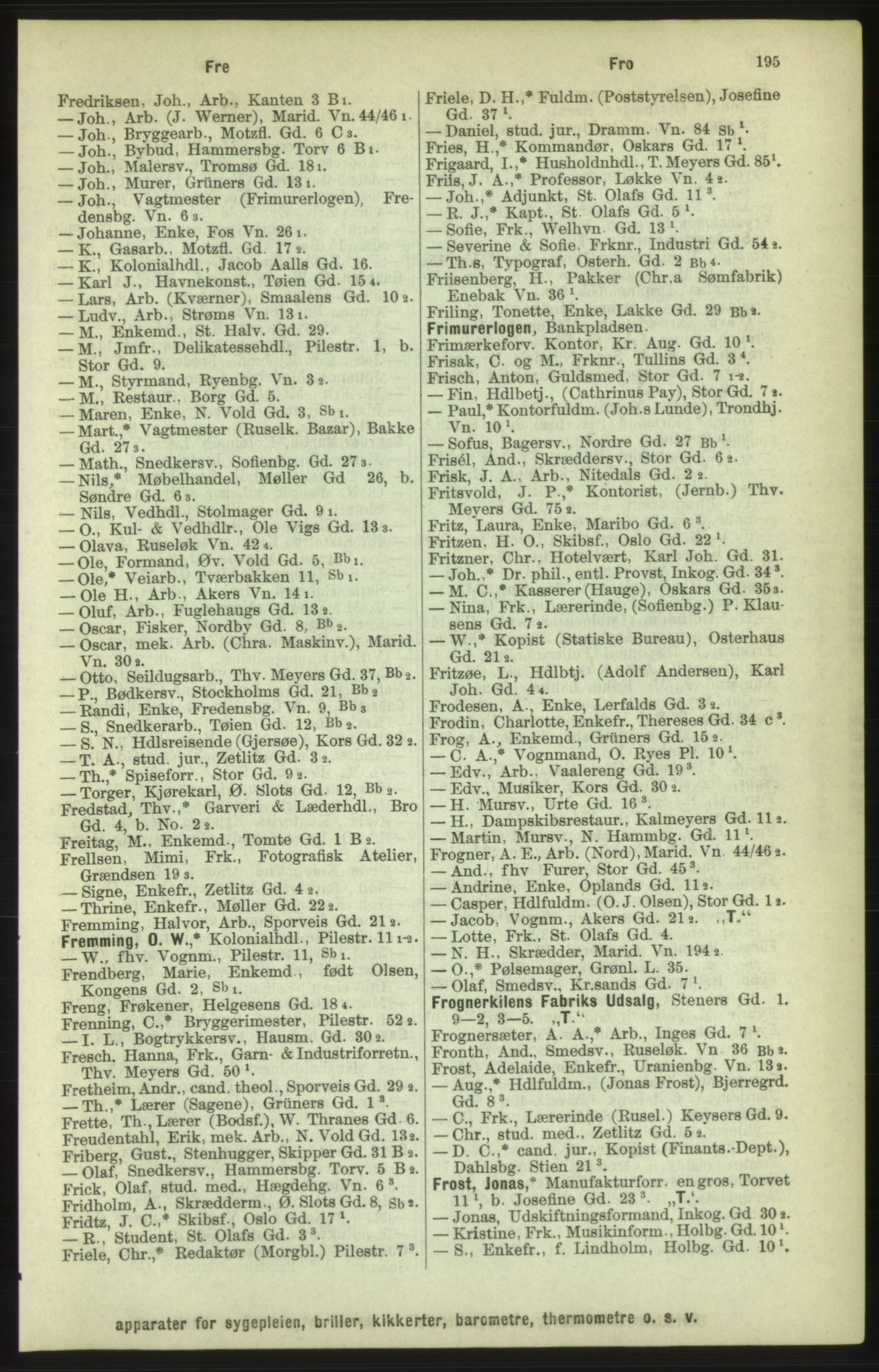 Kristiania/Oslo adressebok, PUBL/-, 1886, p. 195