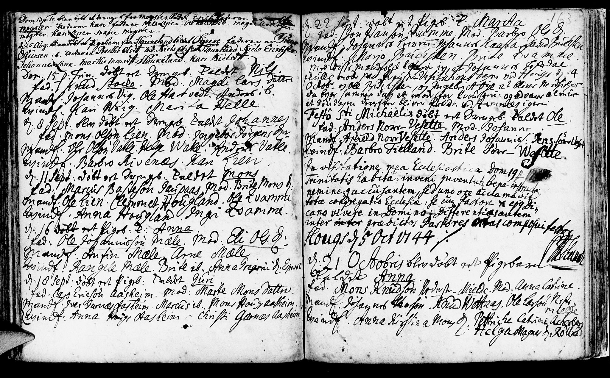 Haus sokneprestembete, SAB/A-75601/H/Haa: Parish register (official) no. A 5, 1733-1747, p. 163