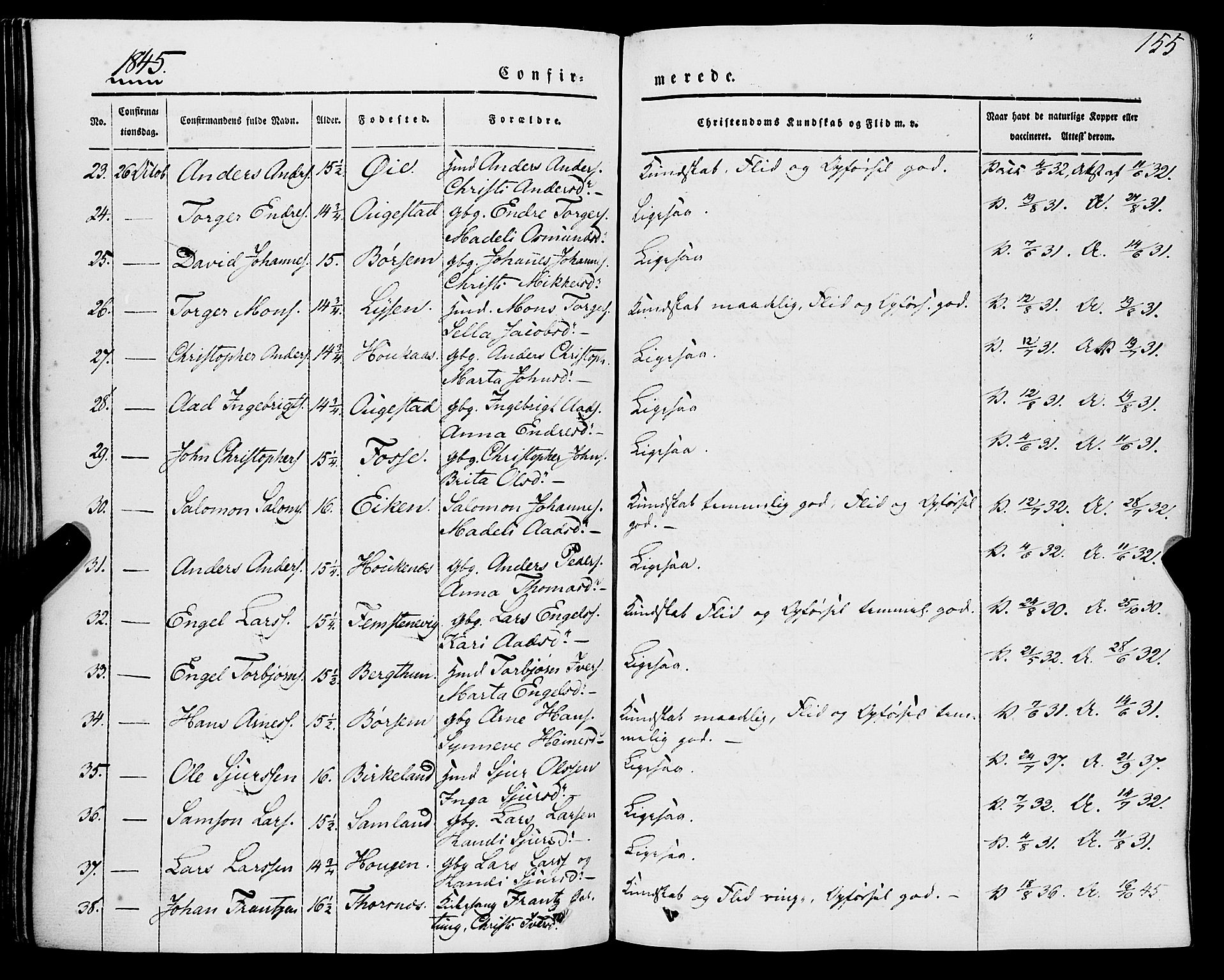 Strandebarm sokneprestembete, AV/SAB-A-78401/H/Haa: Parish register (official) no. A 7, 1844-1872, p. 155