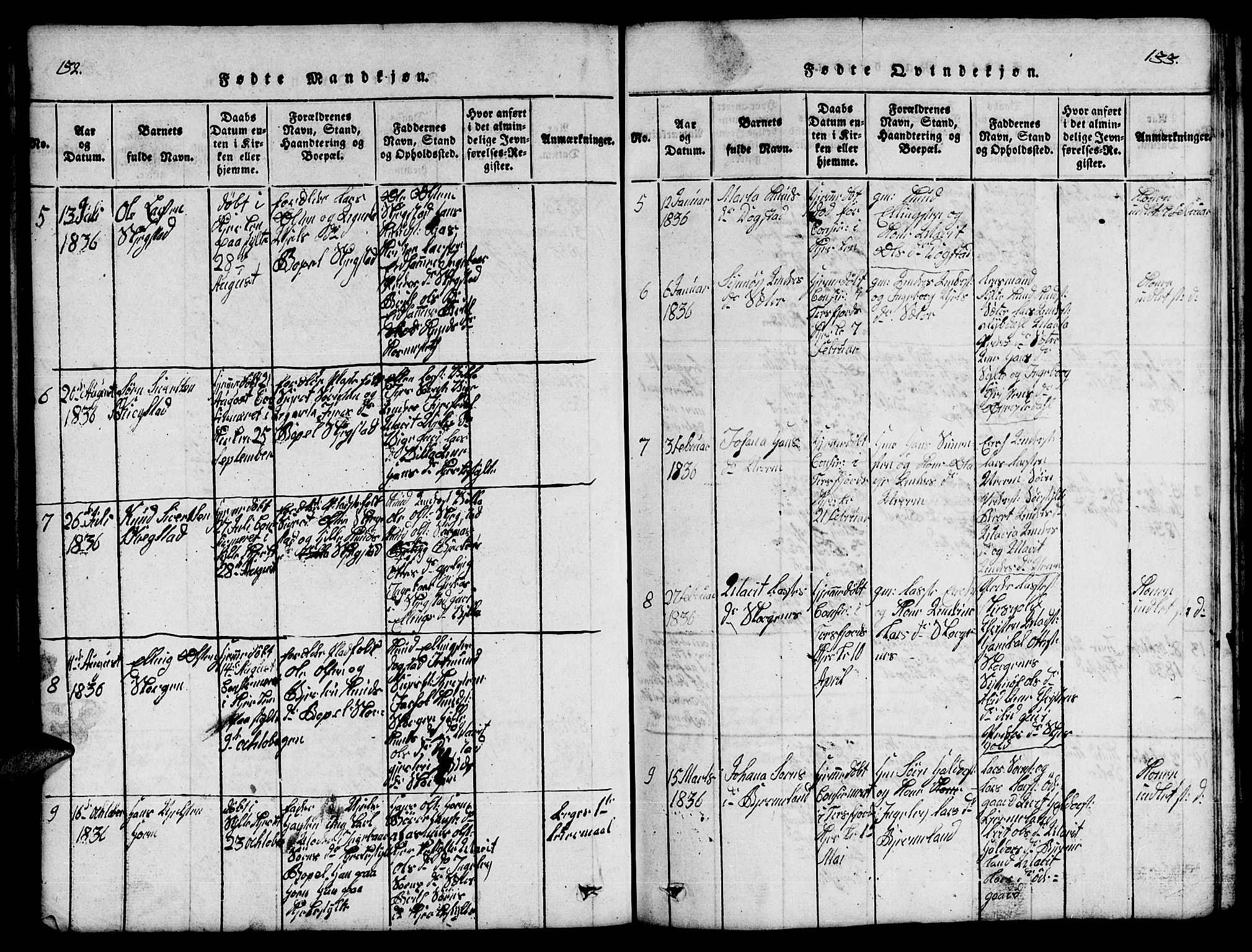 Ministerialprotokoller, klokkerbøker og fødselsregistre - Møre og Romsdal, AV/SAT-A-1454/541/L0546: Parish register (copy) no. 541C01, 1818-1856, p. 134-135