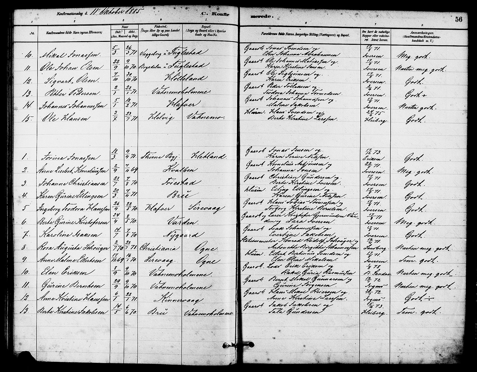 Eigersund sokneprestkontor, AV/SAST-A-101807/S08/L0016: Parish register (official) no. A 16, 1879-1893, p. 56