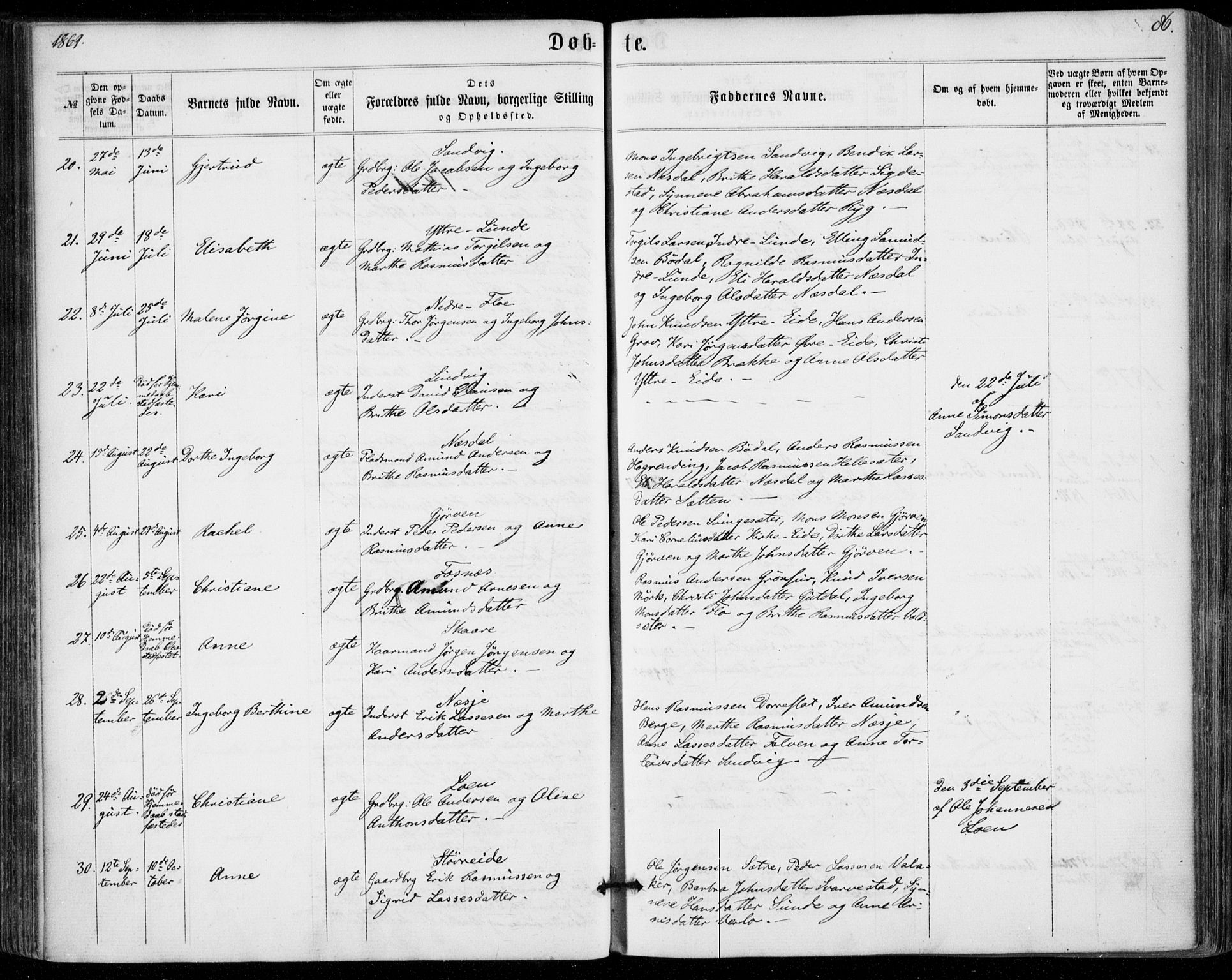 Stryn Sokneprestembete, AV/SAB-A-82501: Parish register (official) no. A 3, 1862-1877, p. 86