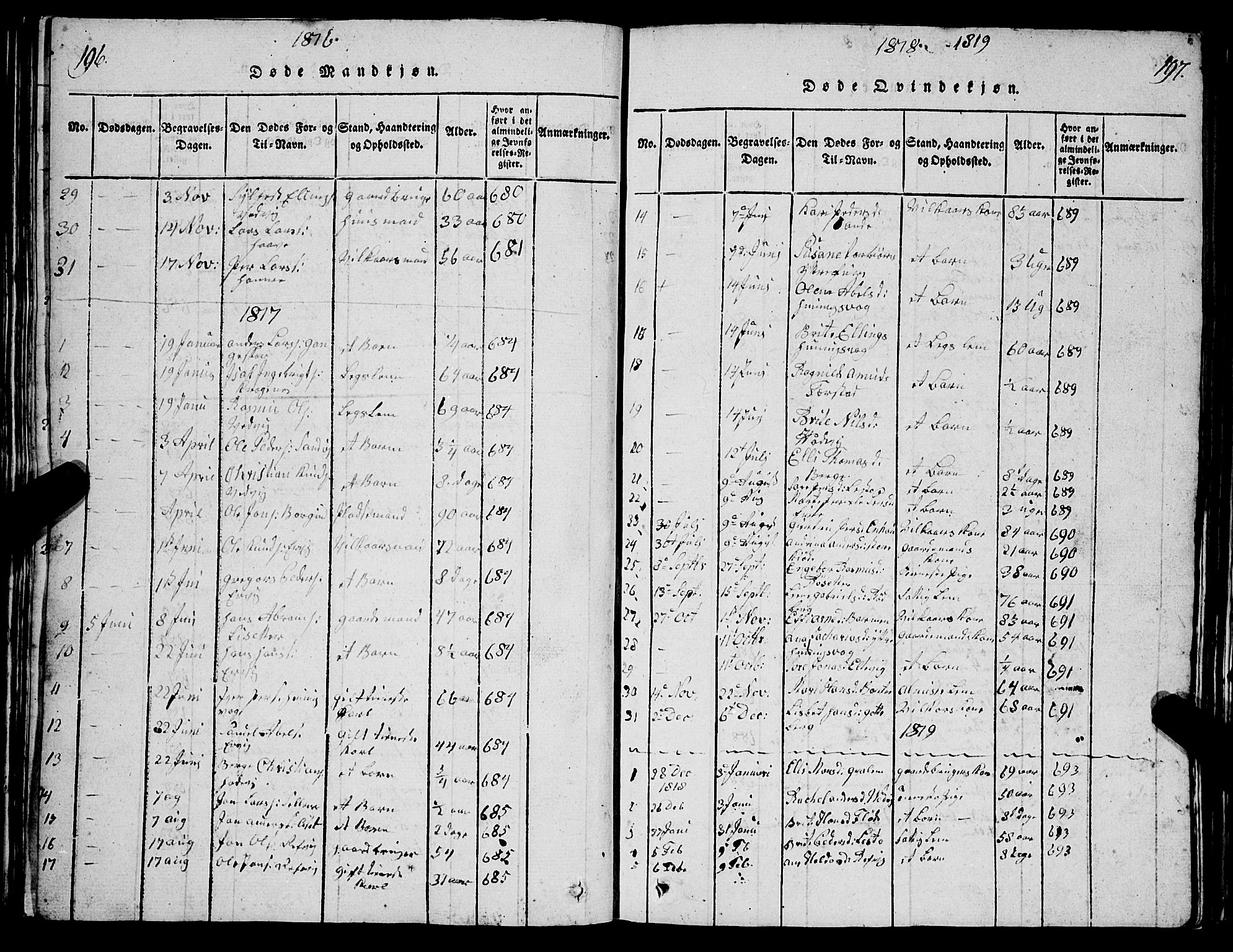 Selje sokneprestembete, AV/SAB-A-99938/H/Ha/Hab/Haba: Parish register (copy) no. A 1, 1816-1828, p. 197-198