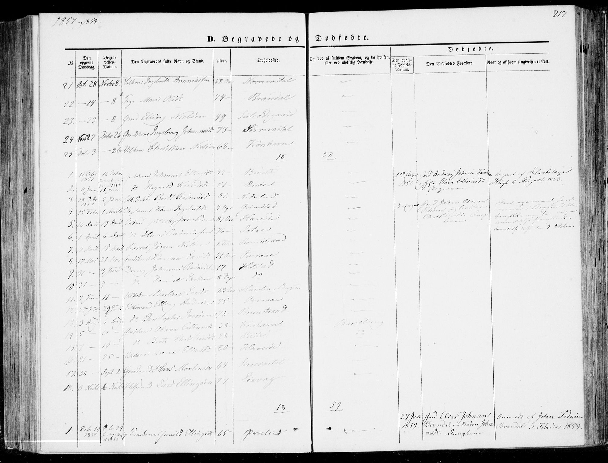 Ministerialprotokoller, klokkerbøker og fødselsregistre - Møre og Romsdal, SAT/A-1454/510/L0121: Parish register (official) no. 510A01, 1848-1877, p. 217