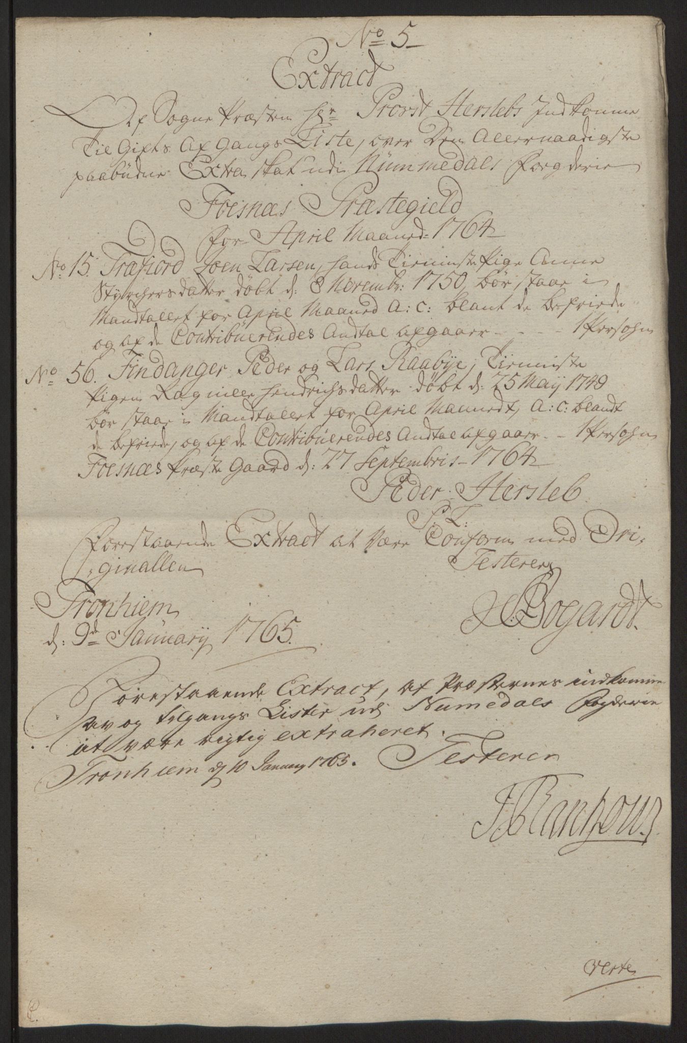 Rentekammeret inntil 1814, Reviderte regnskaper, Fogderegnskap, AV/RA-EA-4092/R64/L4502: Ekstraskatten Namdal, 1762-1772, p. 165