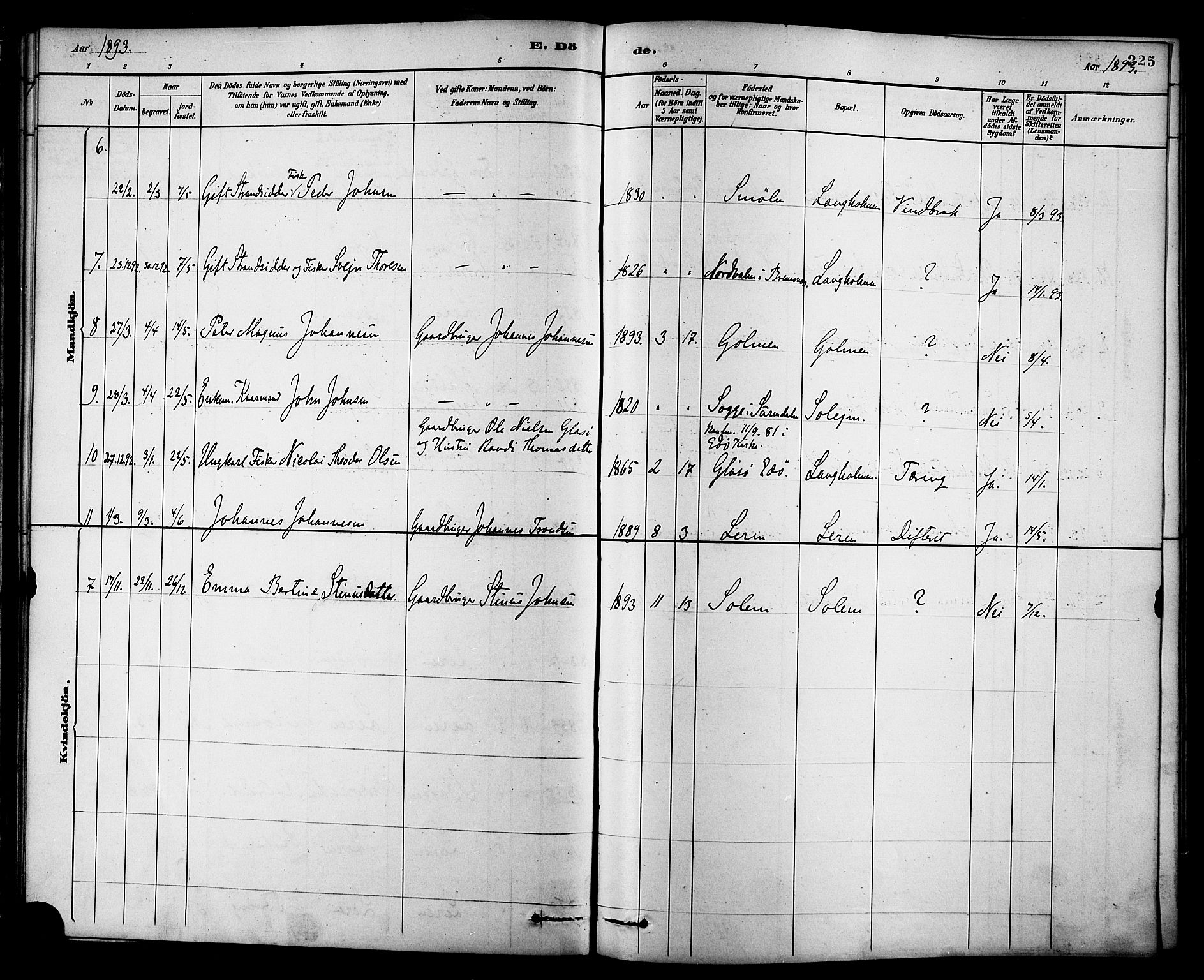 Ministerialprotokoller, klokkerbøker og fødselsregistre - Møre og Romsdal, AV/SAT-A-1454/577/L0896: Parish register (official) no. 577A03, 1880-1898, p. 225