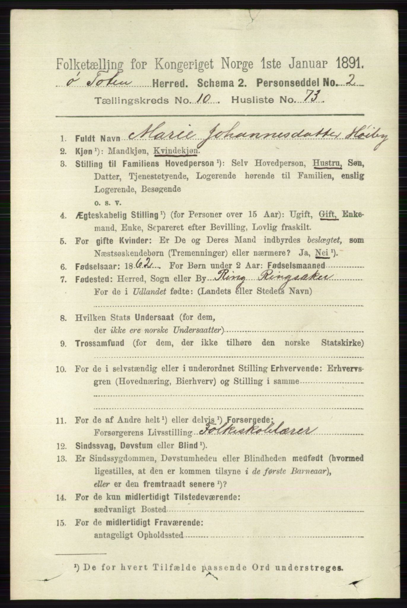 RA, 1891 census for 0528 Østre Toten, 1891, p. 6804