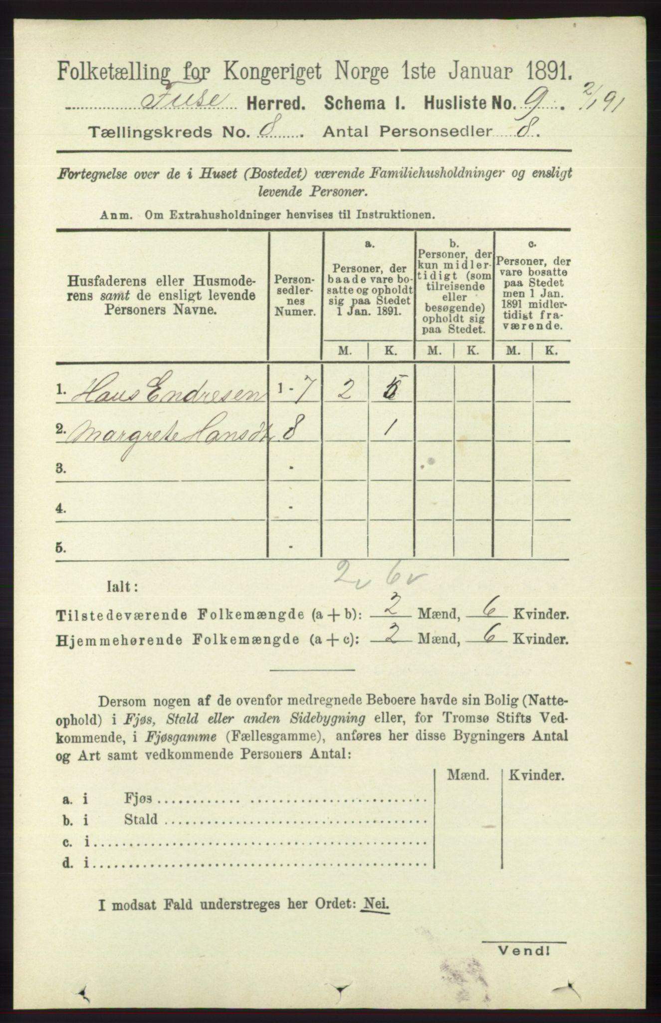 RA, 1891 census for 1241 Fusa, 1891, p. 1552