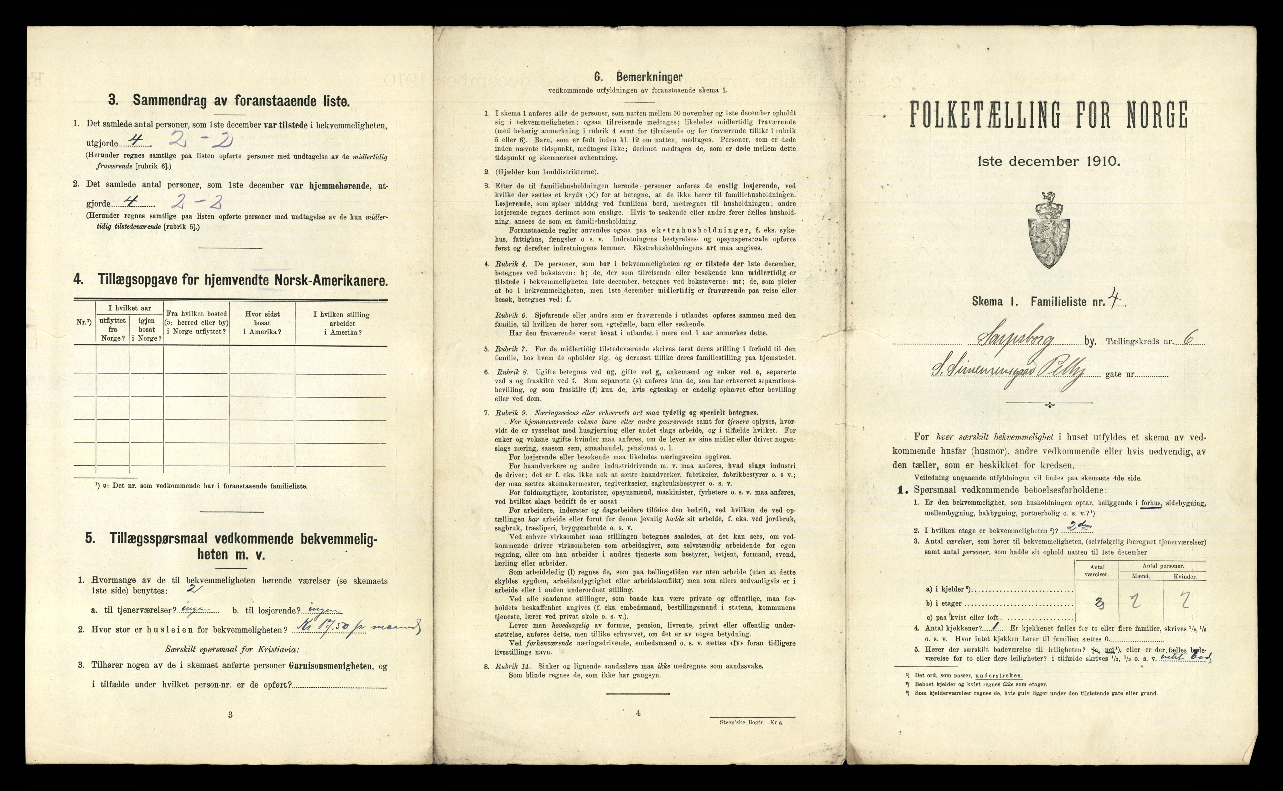 RA, 1910 census for Sarpsborg, 1910, p. 4913